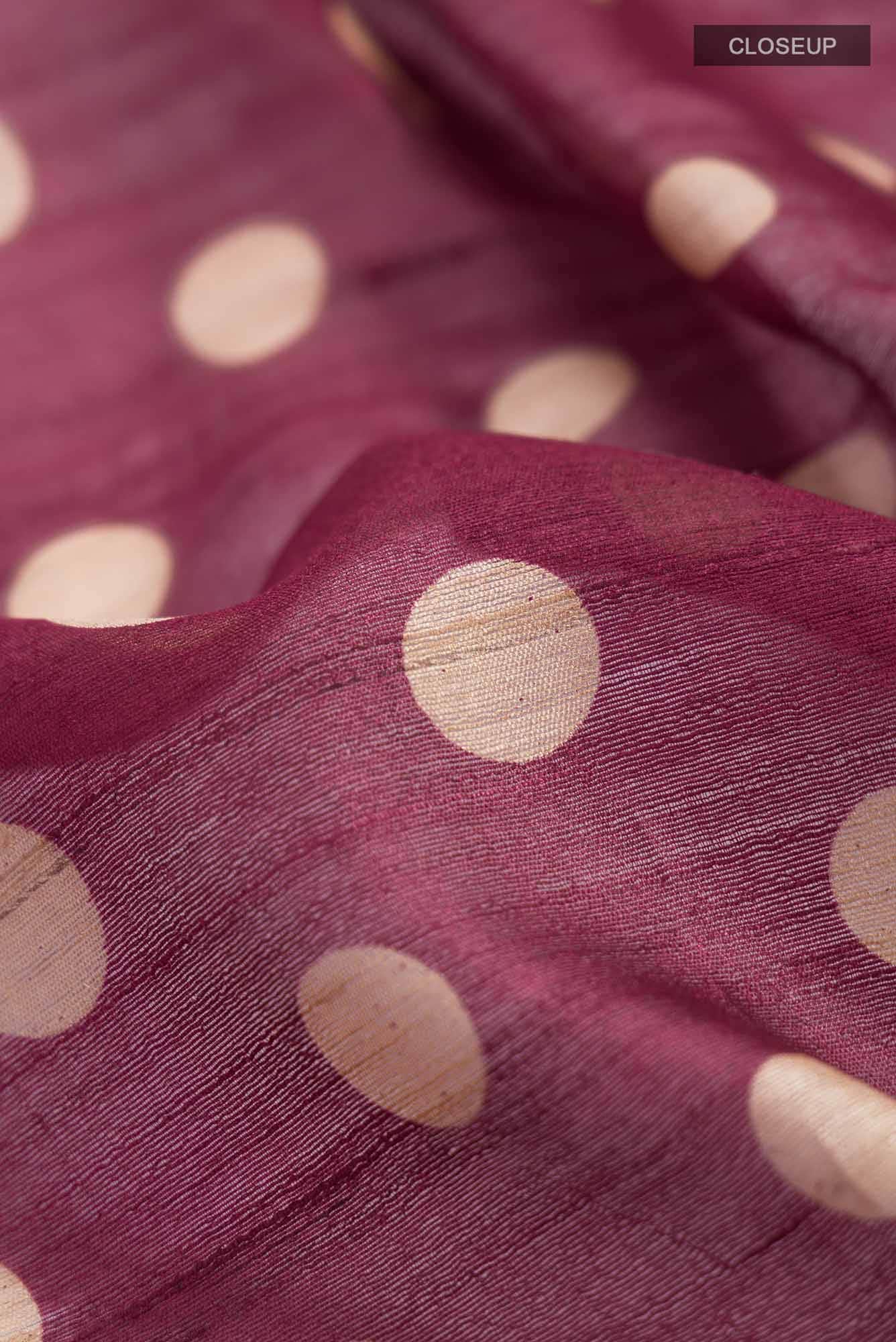 Maroon Tussar Silk Saree