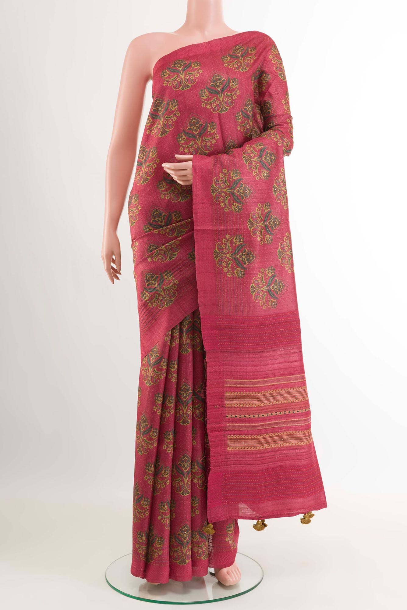 Red Tussar Saree