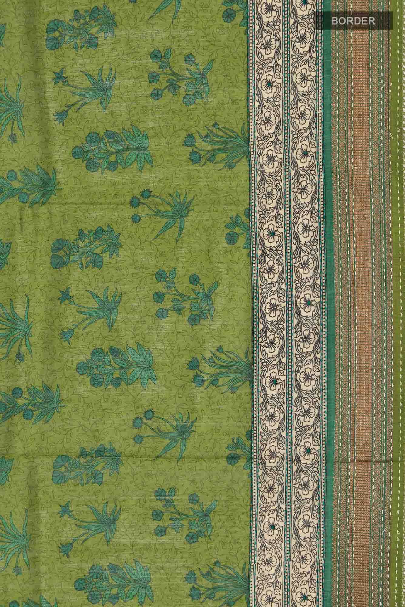 Green Bhagalpuri Tussar Silk Saree