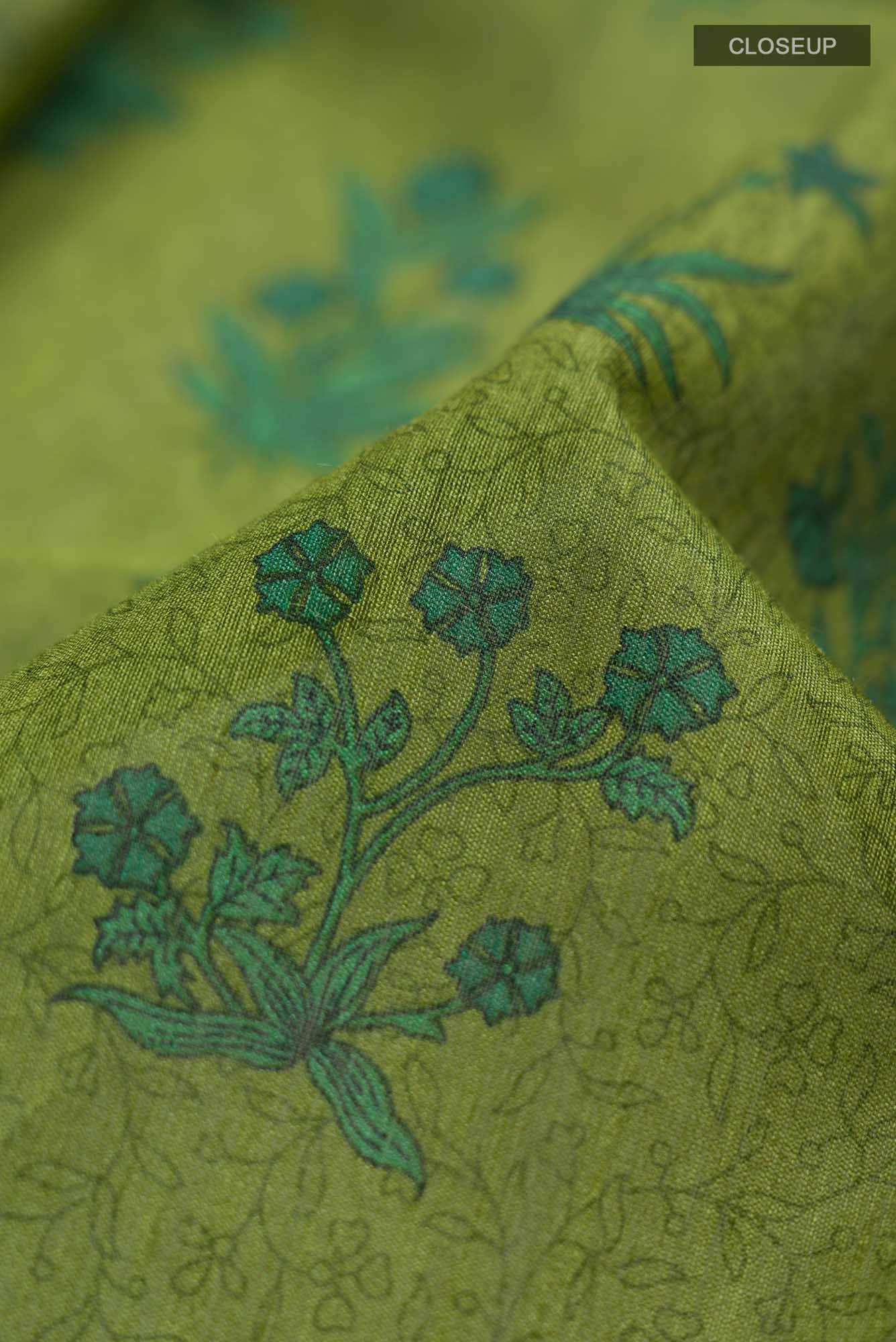 Green Bhagalpuri Tussar Silk Saree