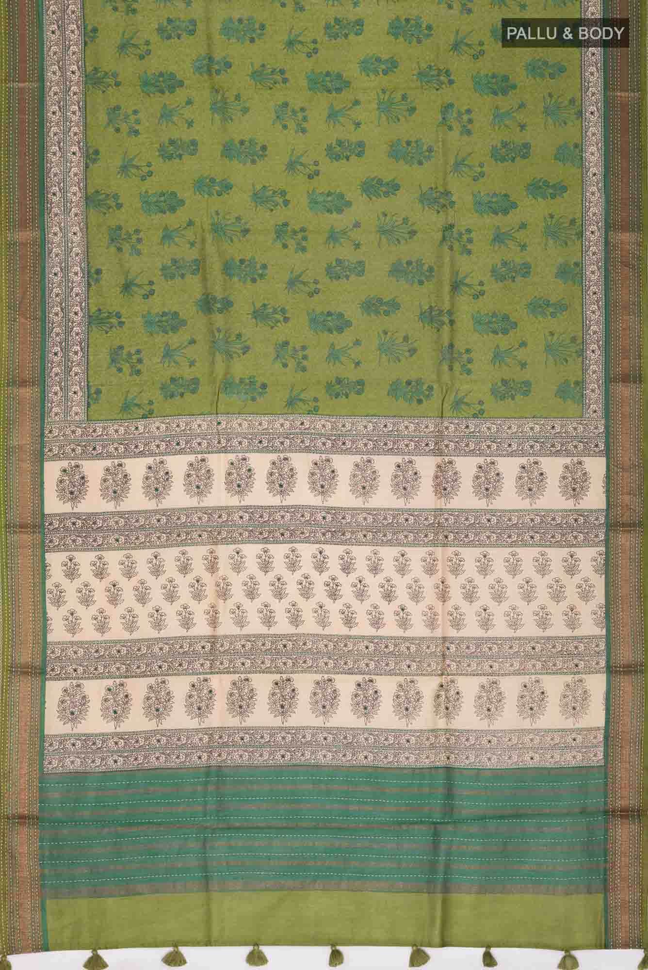 Green Bhagalpuri Tussar Silk Saree