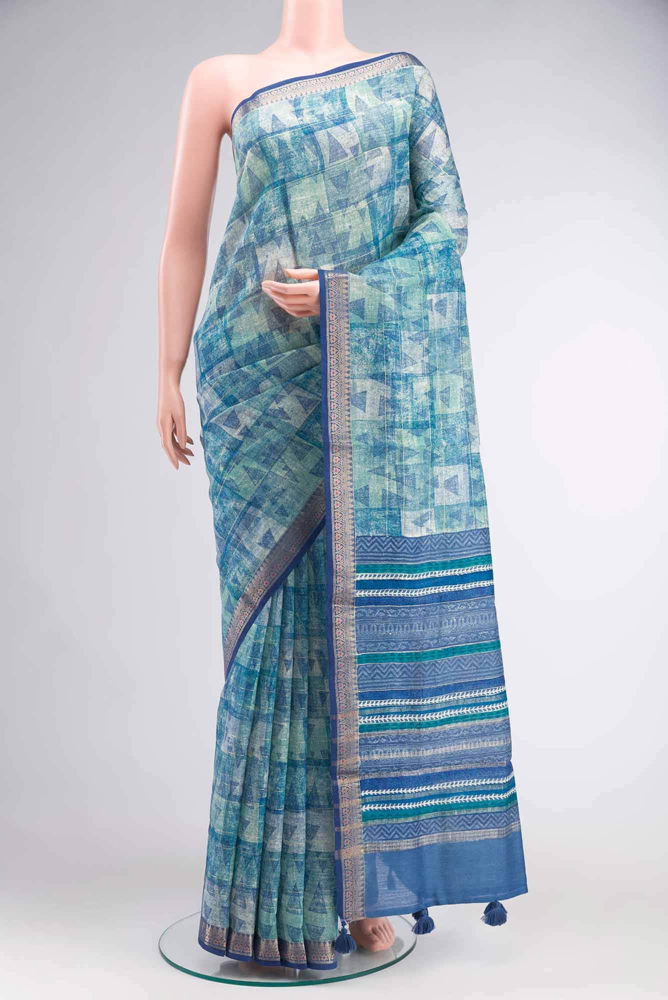 Blue Bhagalpuri Tussar Silk Saree