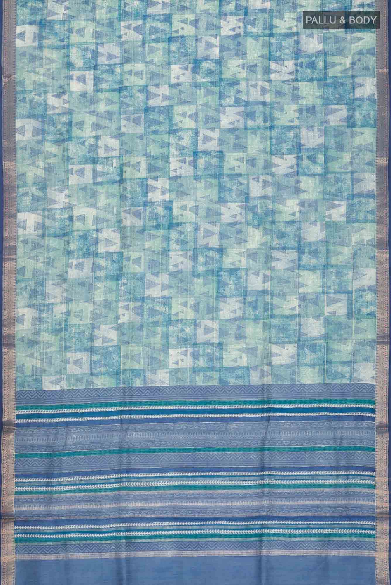 Blue Bhagalpuri Tussar Silk Saree