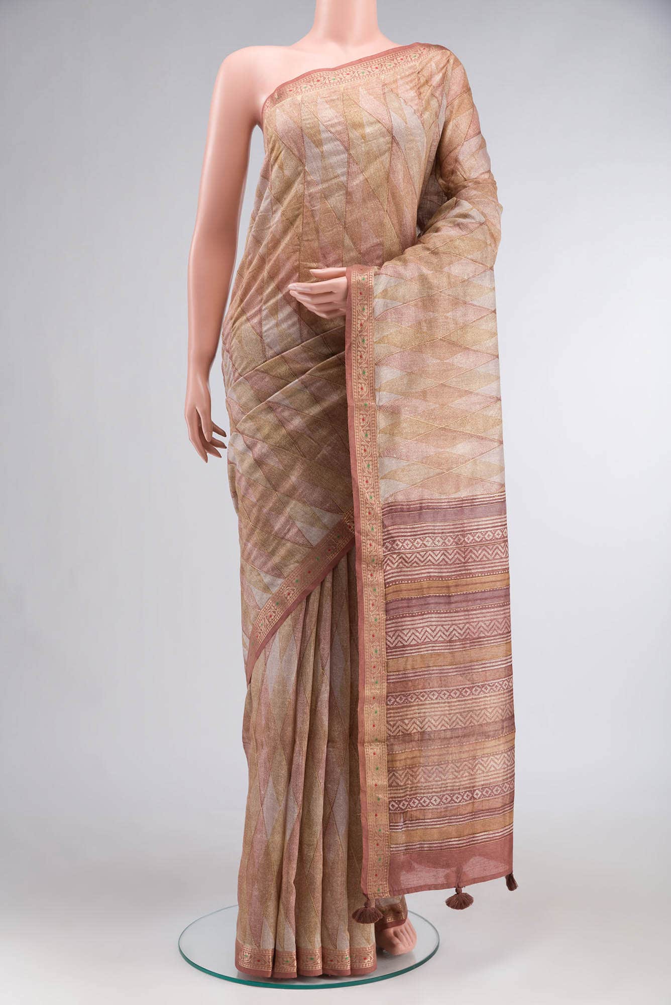 Brown Bhagalpuri Tussar Silk Saree