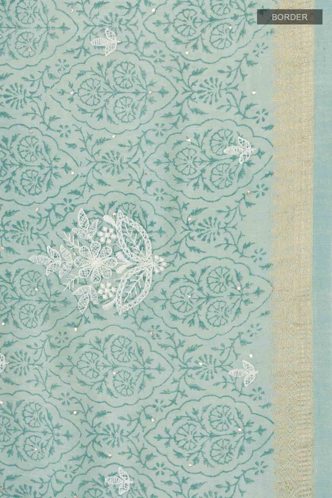 Blue Bhagalpuri Tussar Silk Saree