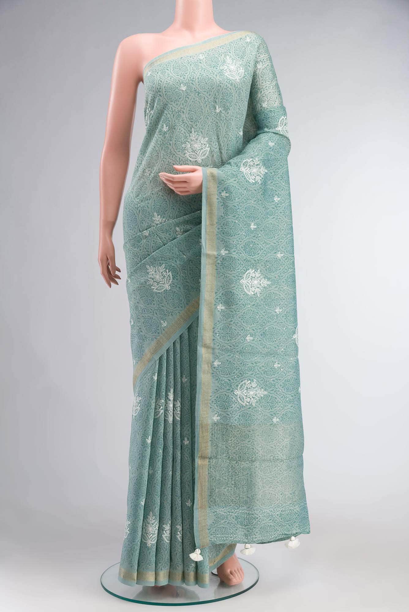 Blue Bhagalpuri Tussar Silk Saree