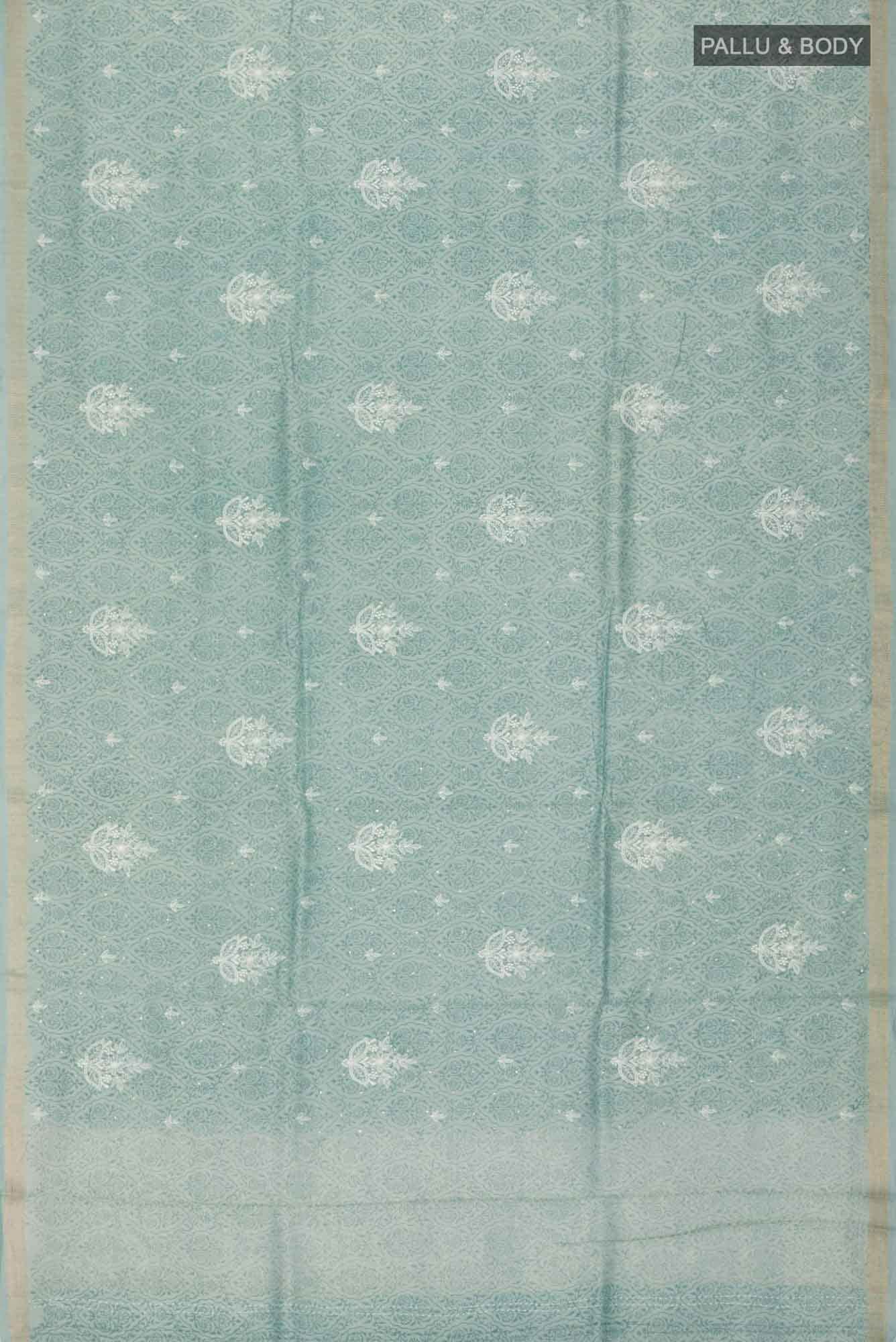 Blue Bhagalpuri Tussar Silk Saree