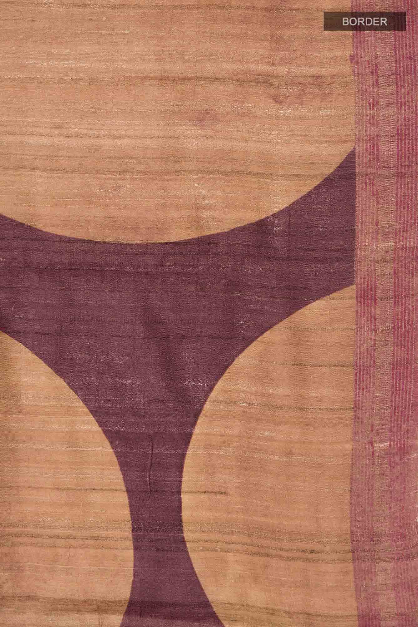 Brown Bhagalpuri Tussar Silk Saree