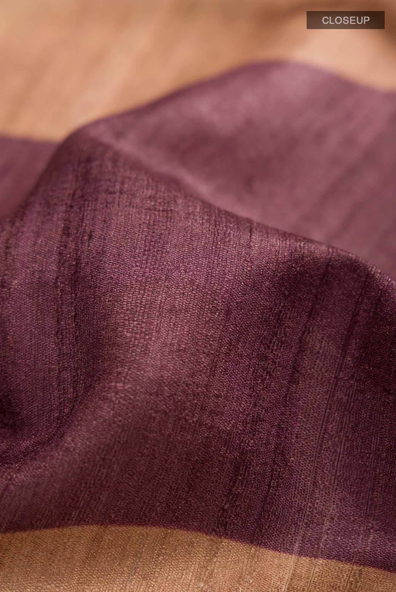 Brown Bhagalpuri Tussar Silk Saree