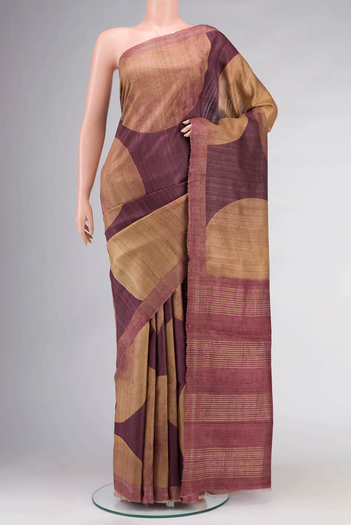 Brown Bhagalpuri Tussar Silk Saree