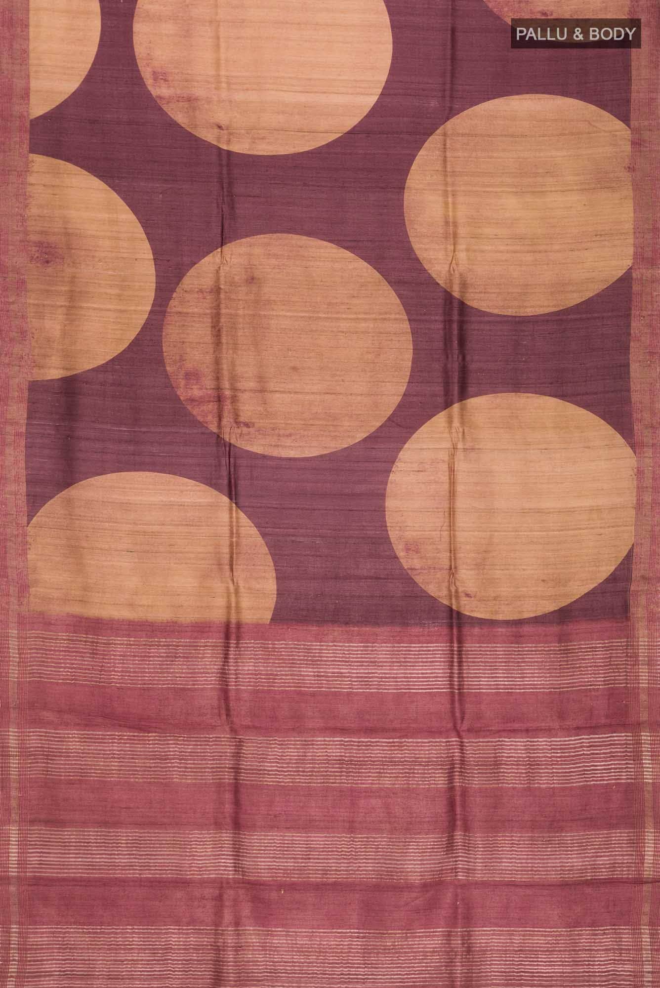Brown Bhagalpuri Tussar Silk Saree