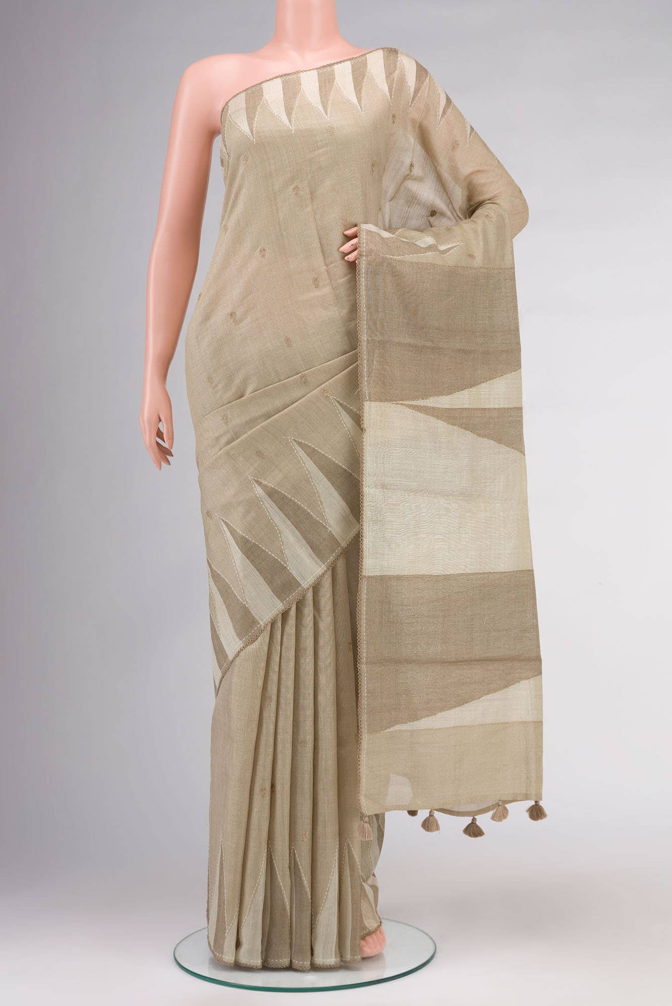 Cream Bhagalpuri Tussar Silk Saree
