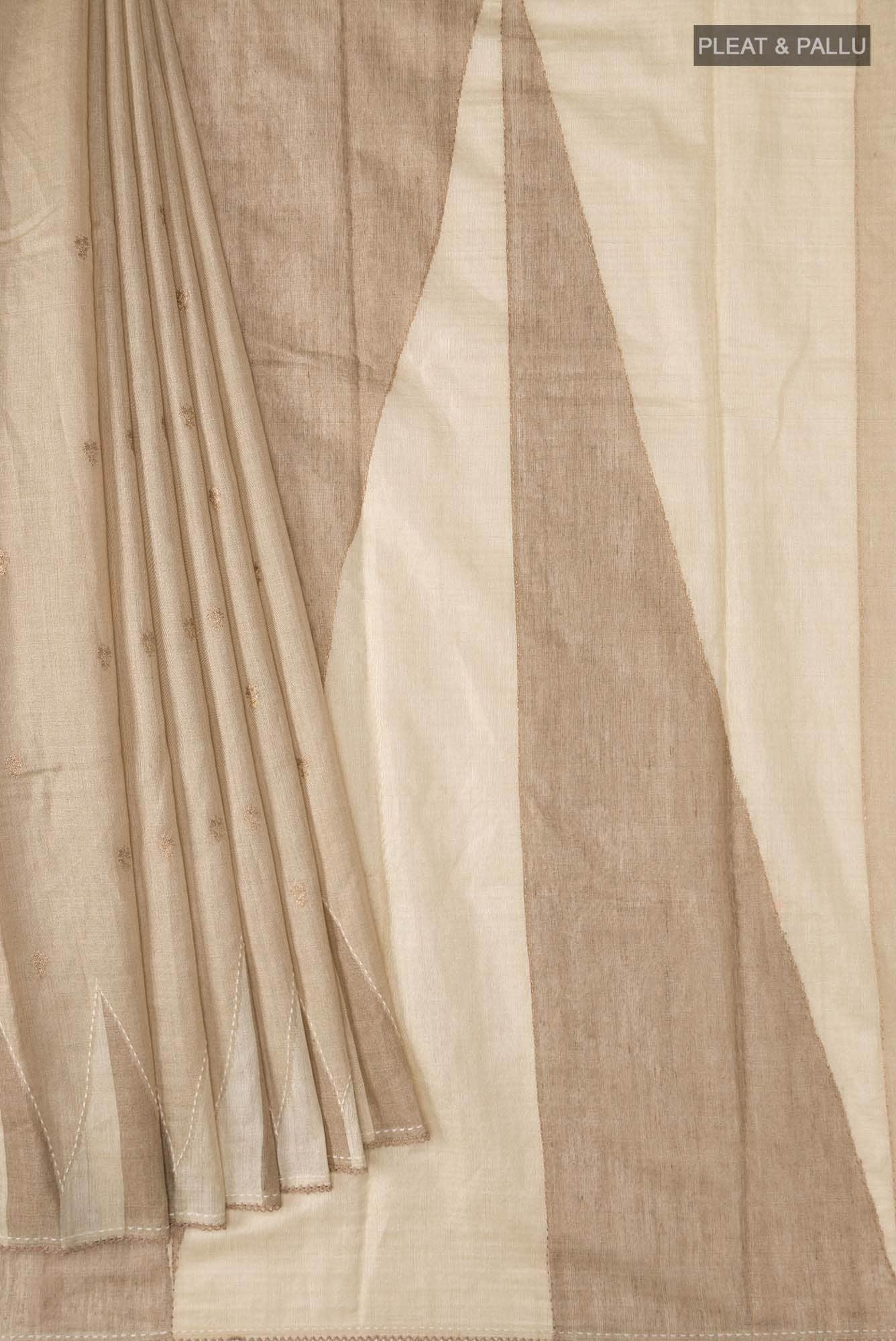 Cream Bhagalpuri Tussar Silk Saree