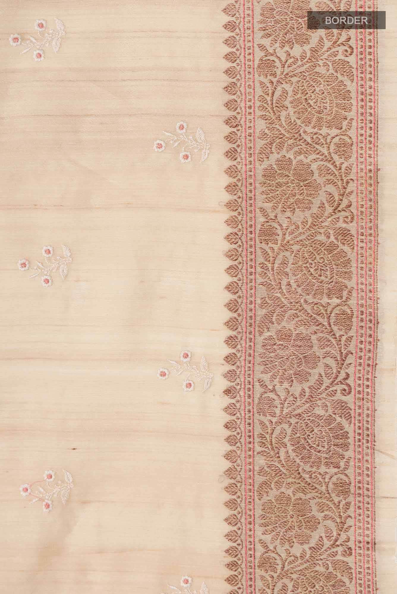 Cream Bhagalpuri Tussar Silk Saree