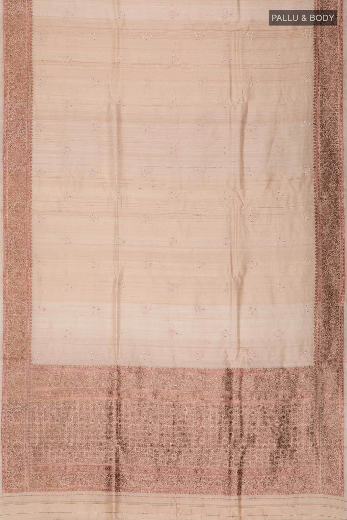 Cream Bhagalpuri Tussar Silk Saree