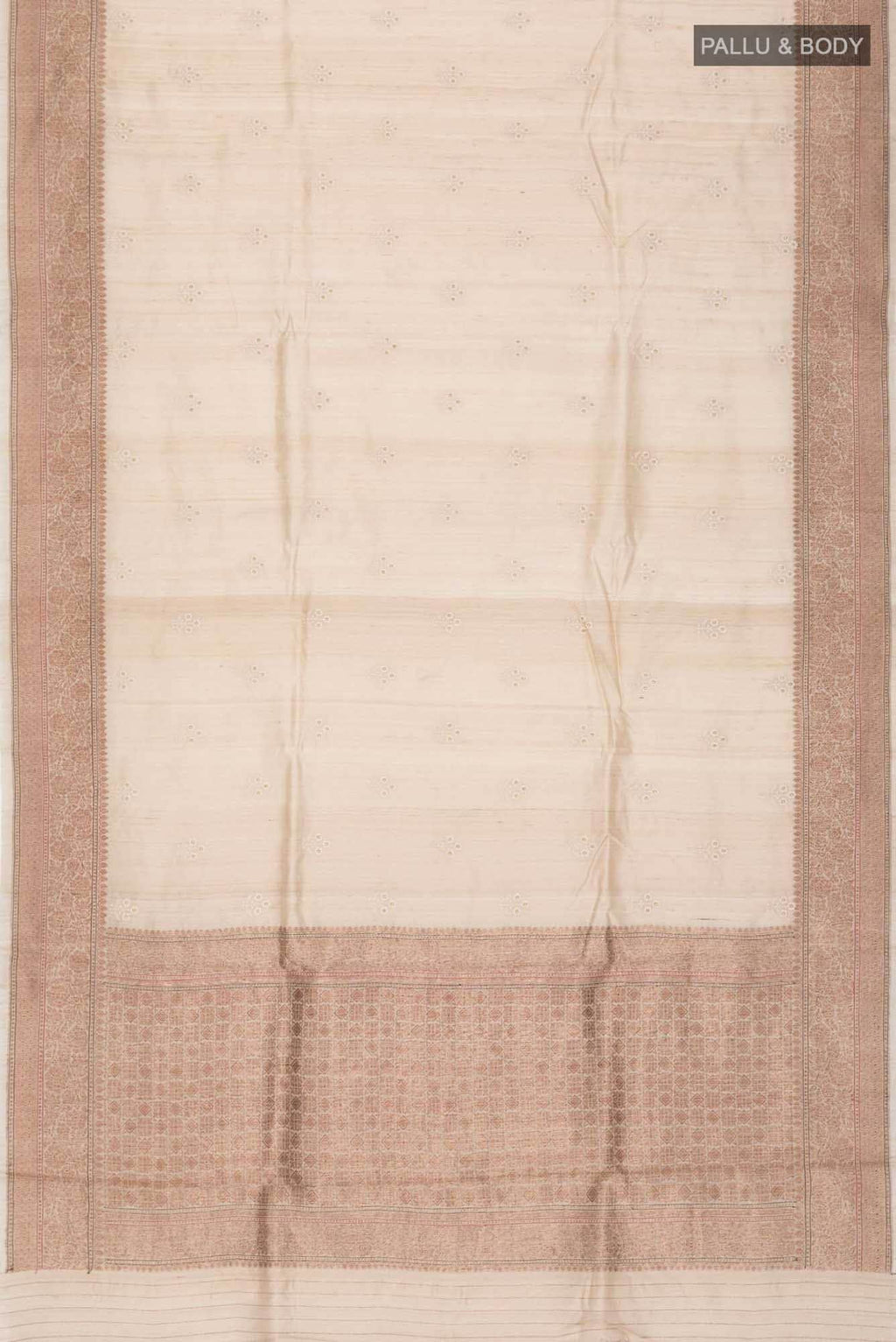 Beige Bhagalpuri Tussar Silk Saree