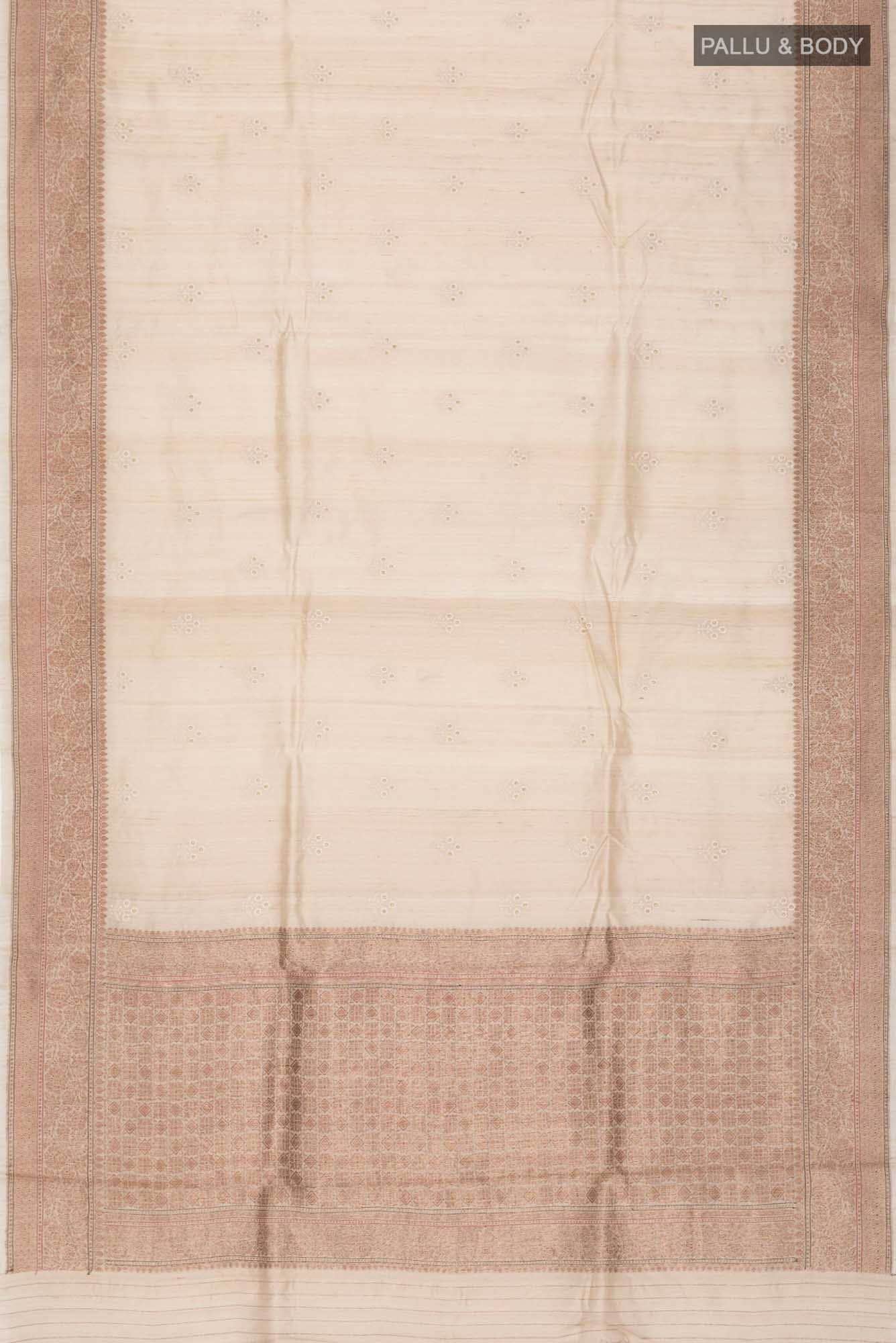 Beige Bhagalpuri Tussar Silk Saree