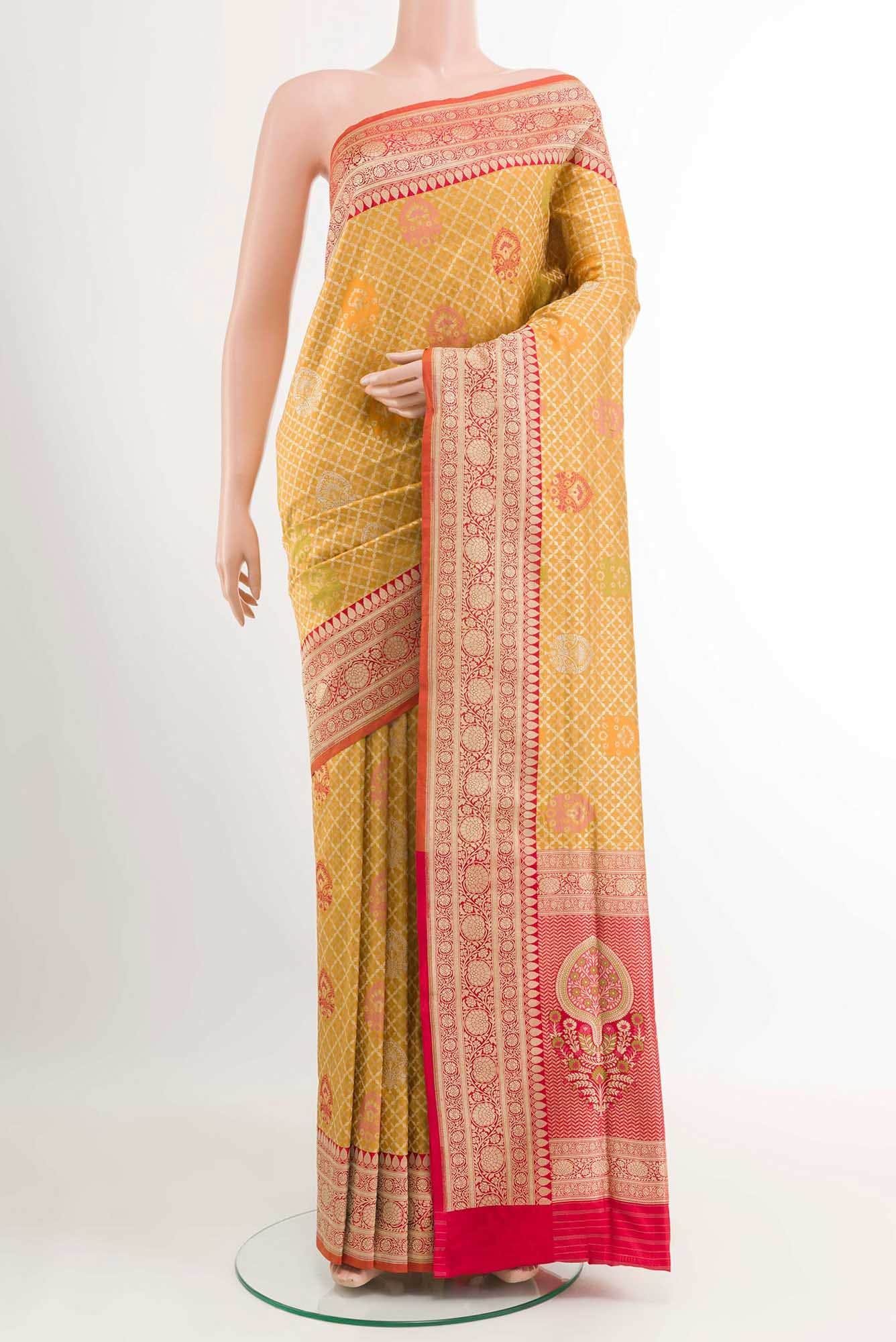 Mustard Banarasi Silk Saree