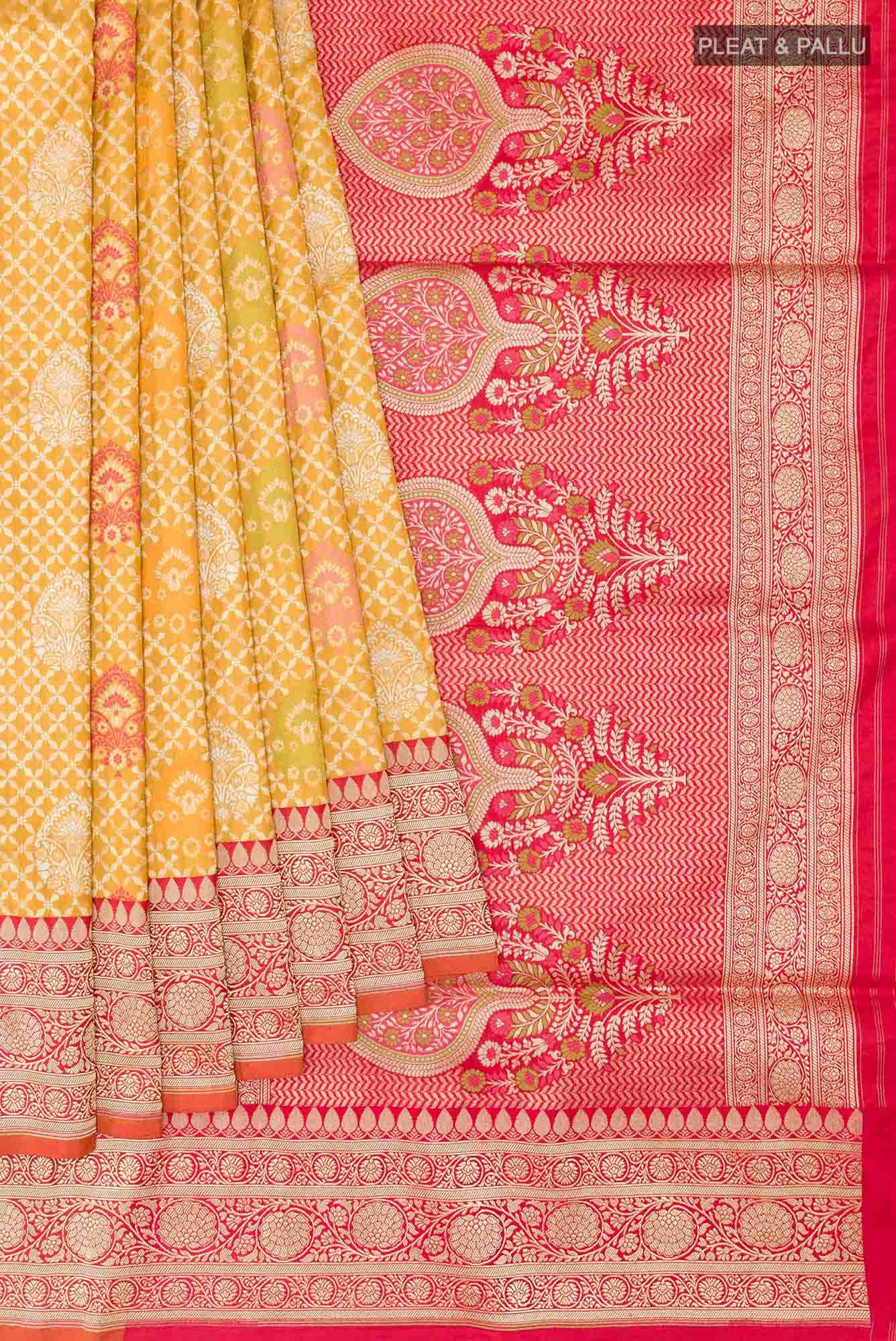 Mustard Banarasi Silk Saree