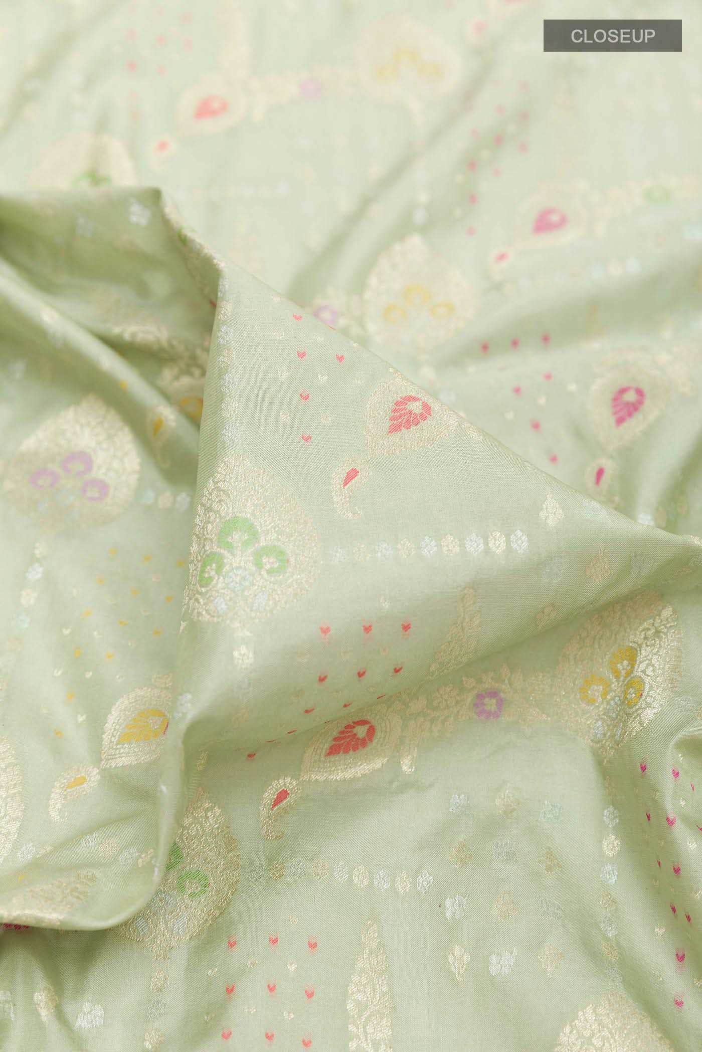 Mint Green Banarasi Silk Saree
