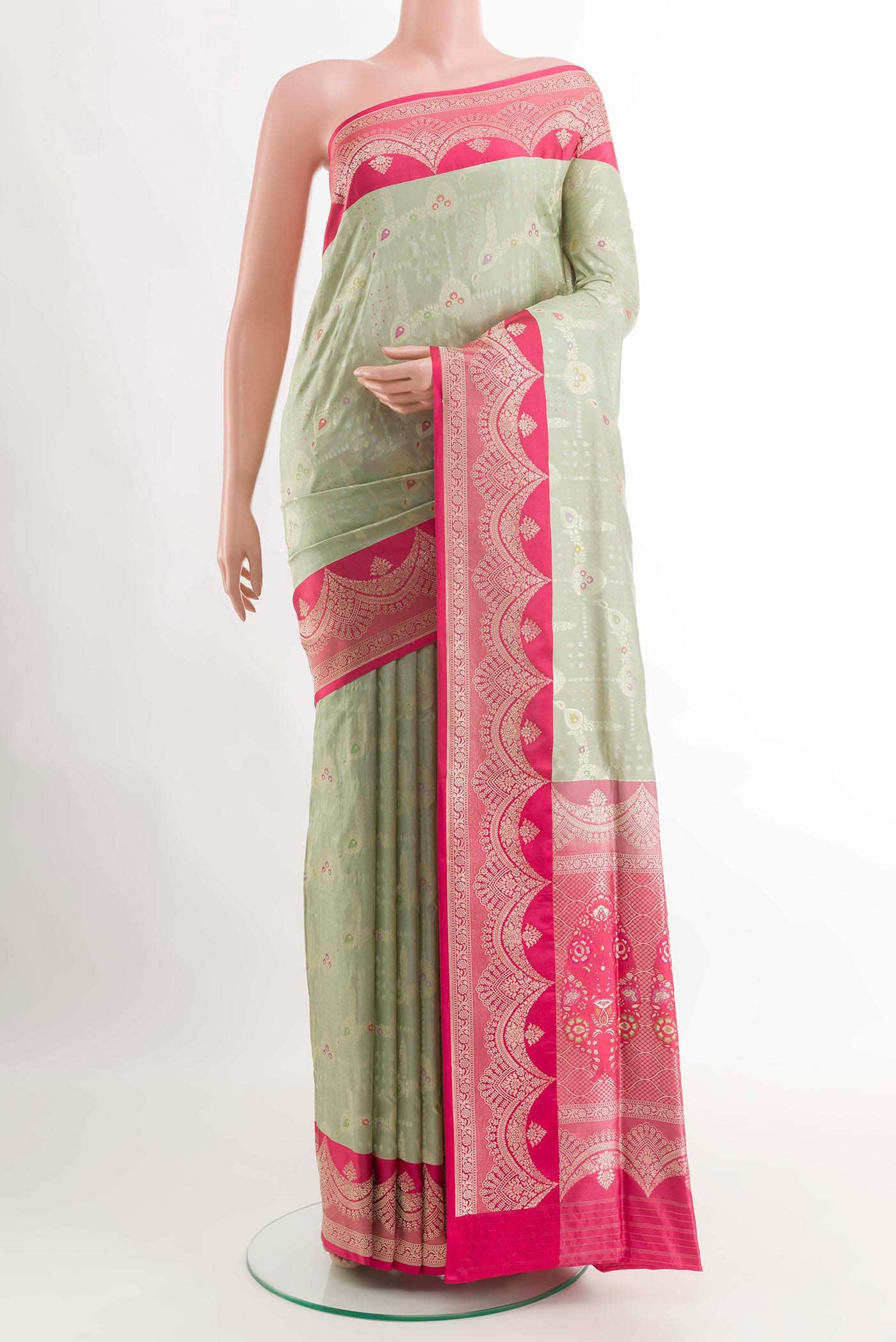 Mint Green Banarasi Silk Saree