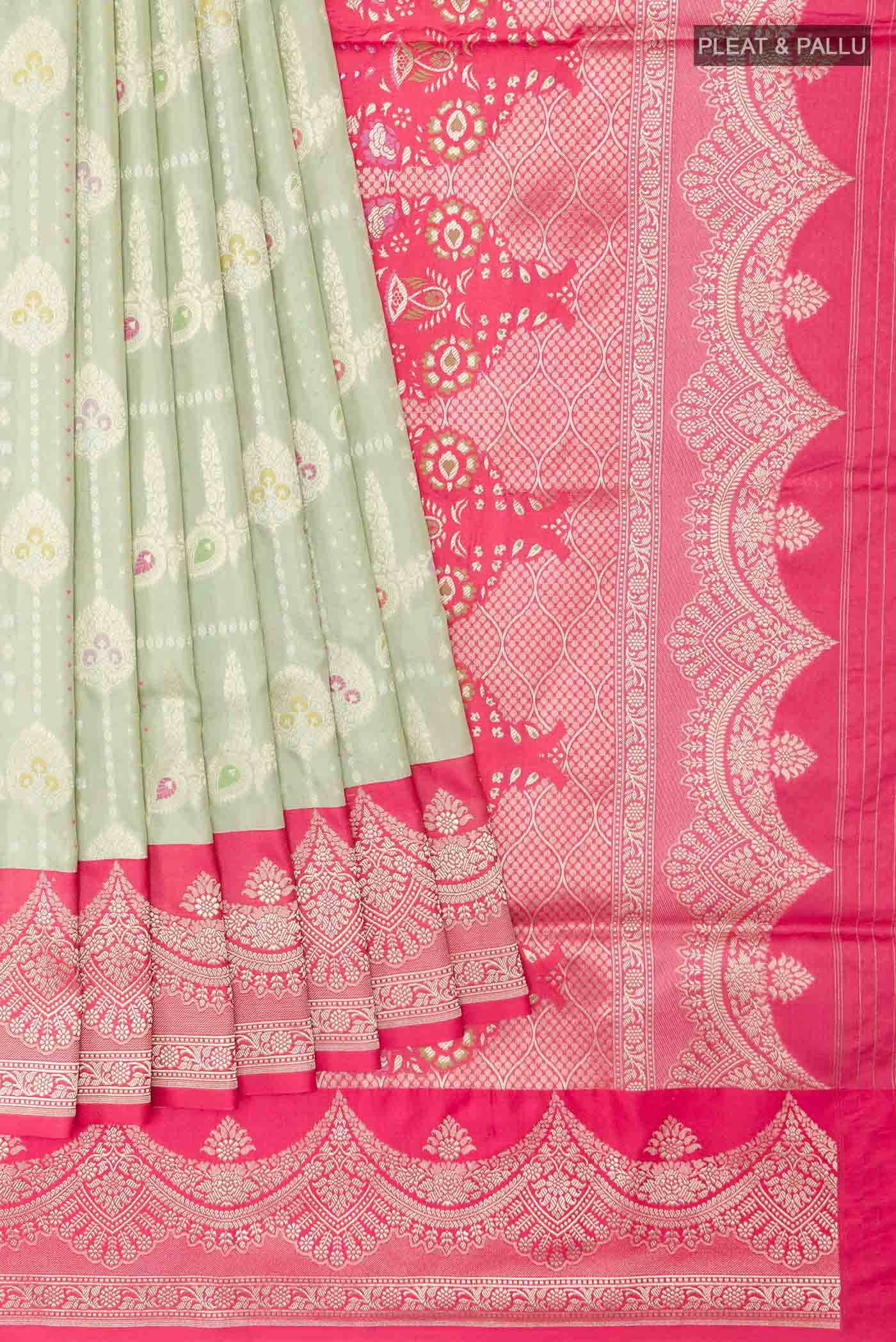 Mint Green Banarasi Silk Saree