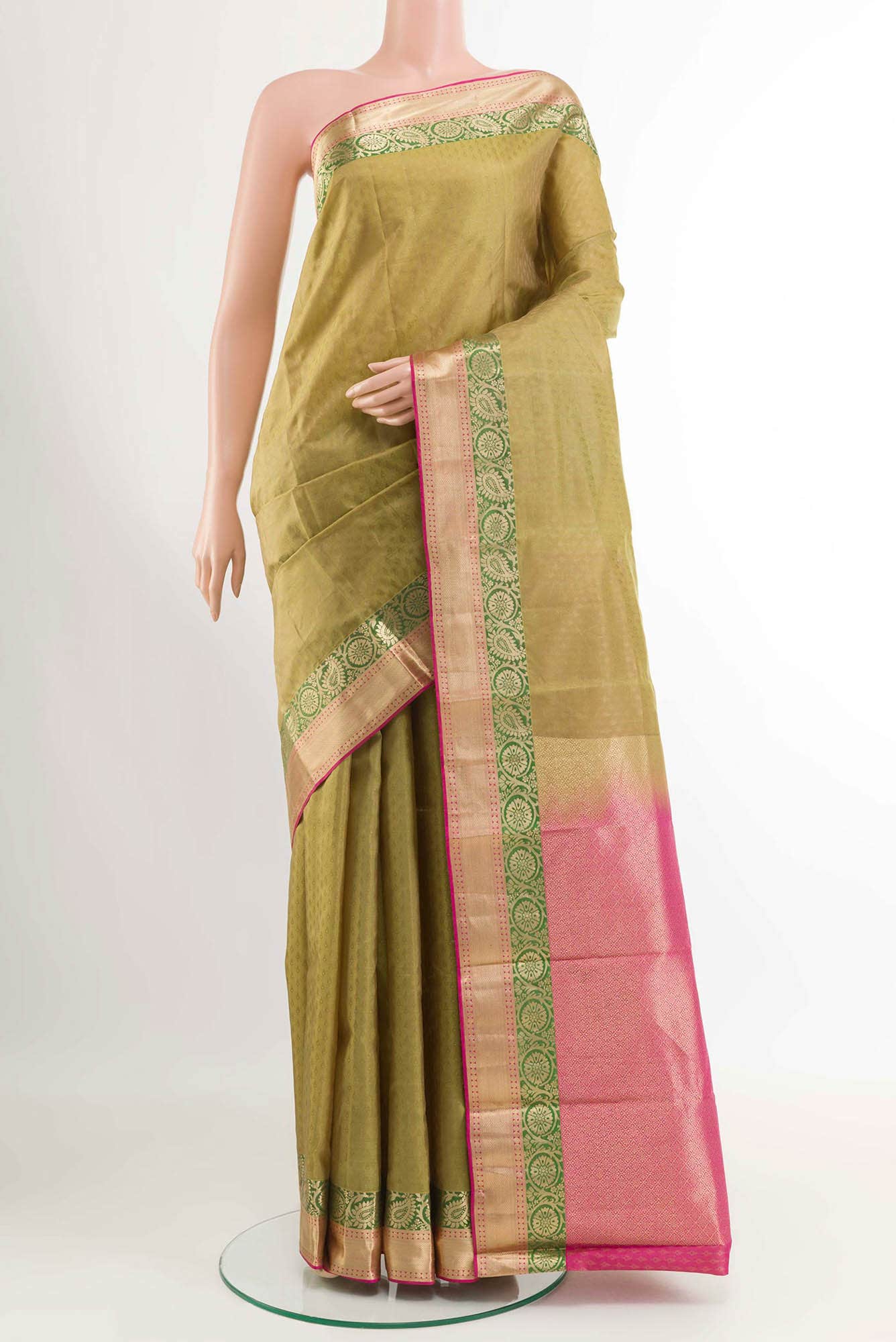Dark Beige Kanchipuram Silk Saree