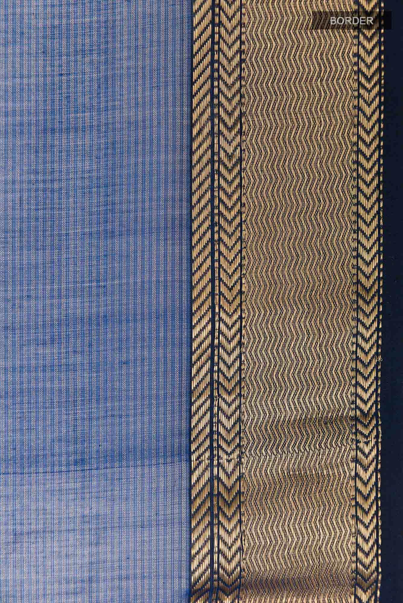 Dark Blue Blended Maheshwari Silk Cotton Saree