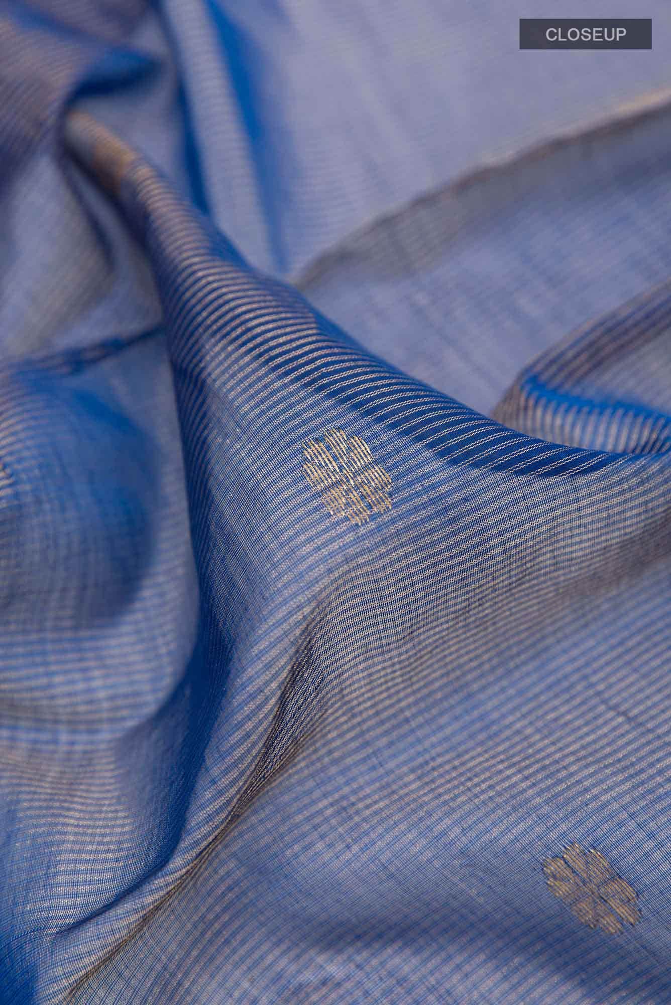 Dark Blue Blended Maheshwari Silk Cotton Saree