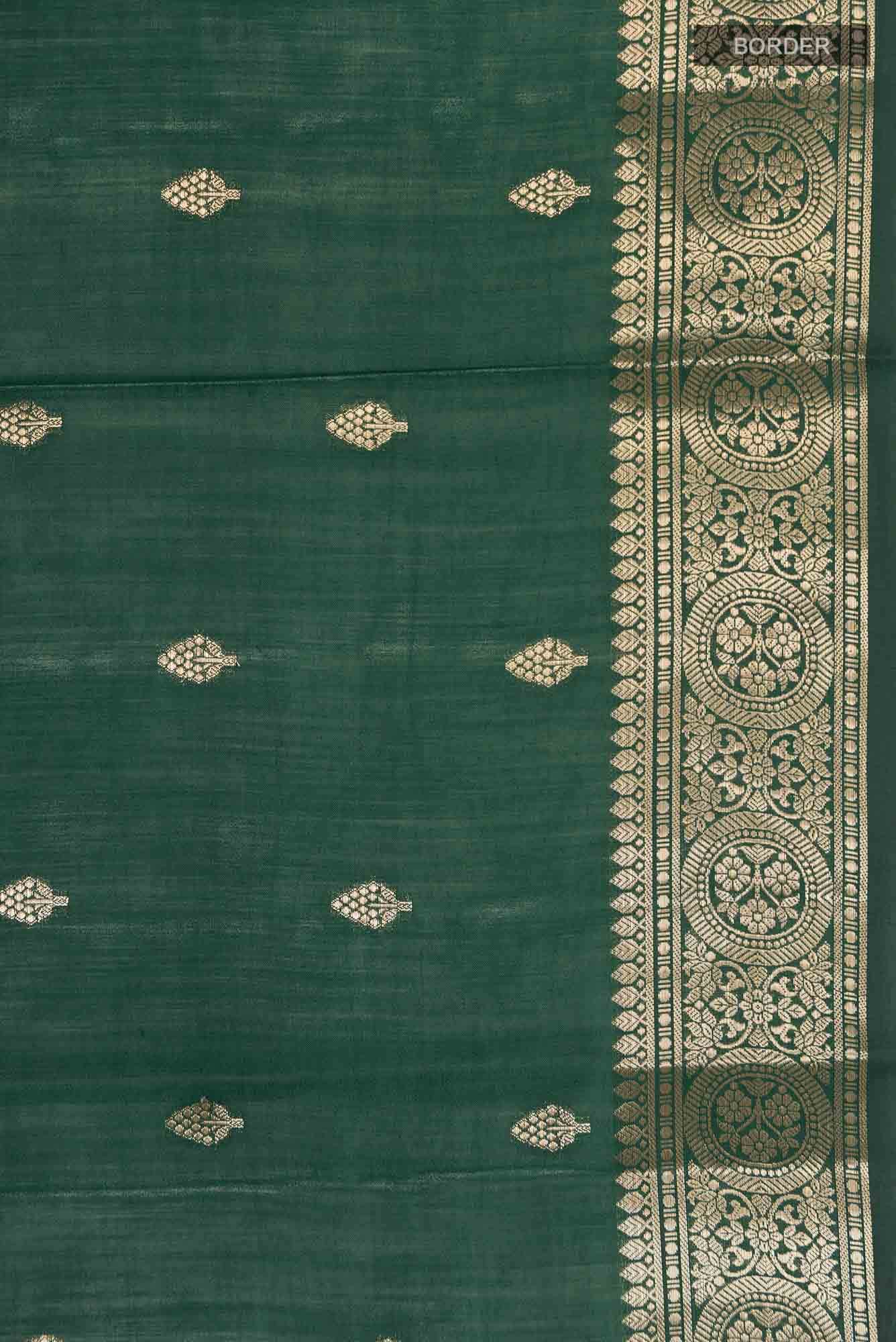 Green Banarasi Raw Silk Saree