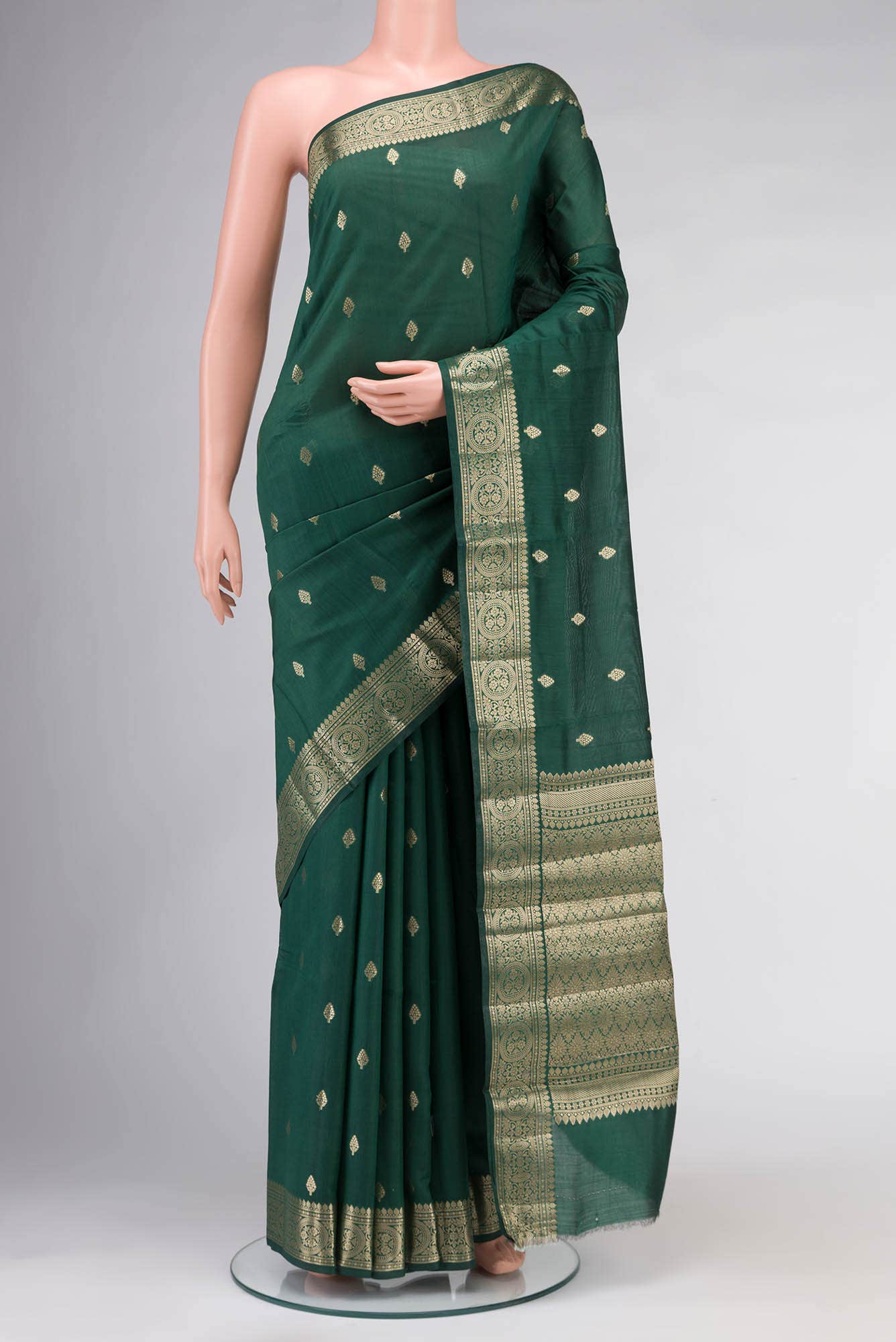 Green Banarasi Raw Silk Saree