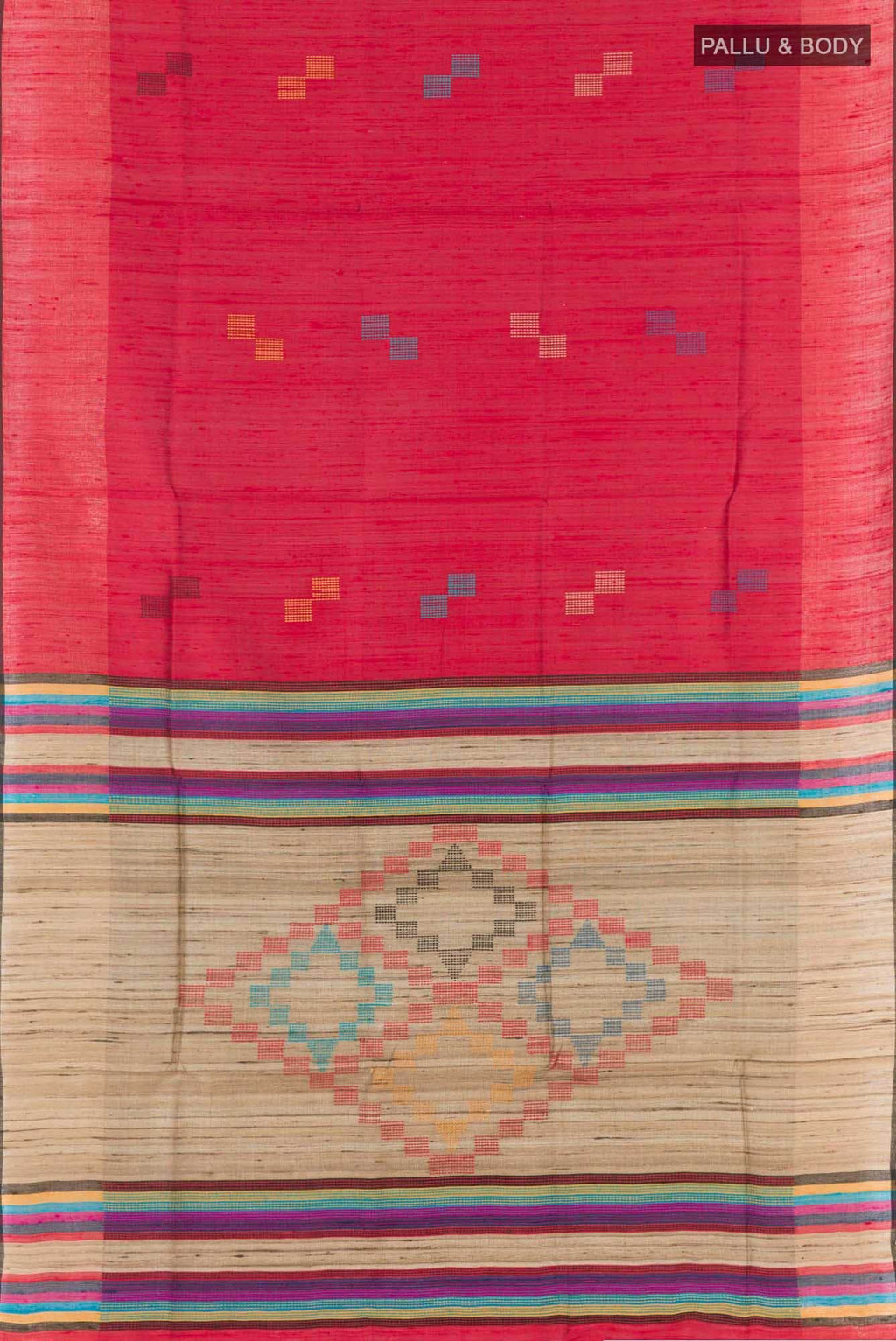 Red Tussar Saree