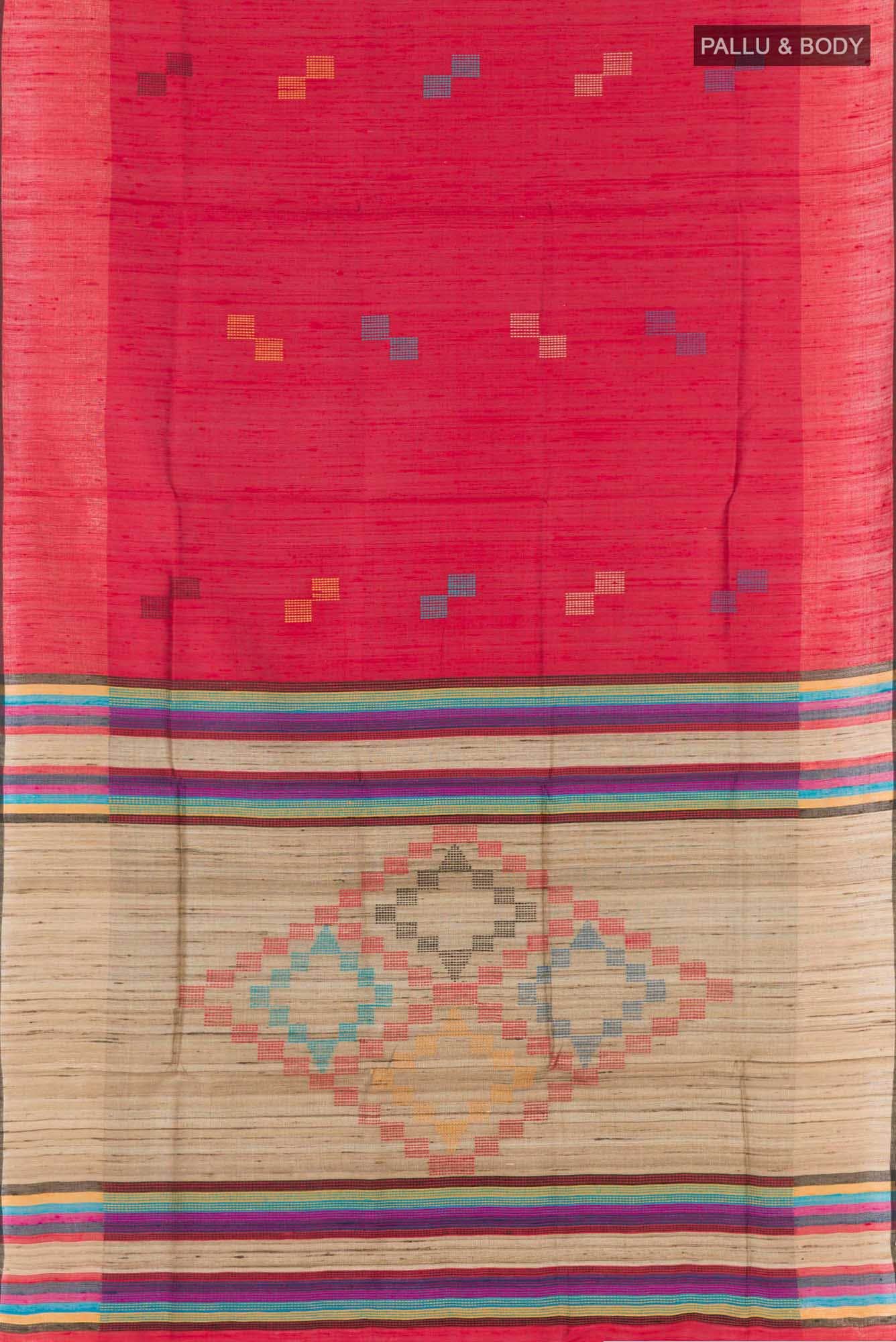 Red Tussar Saree