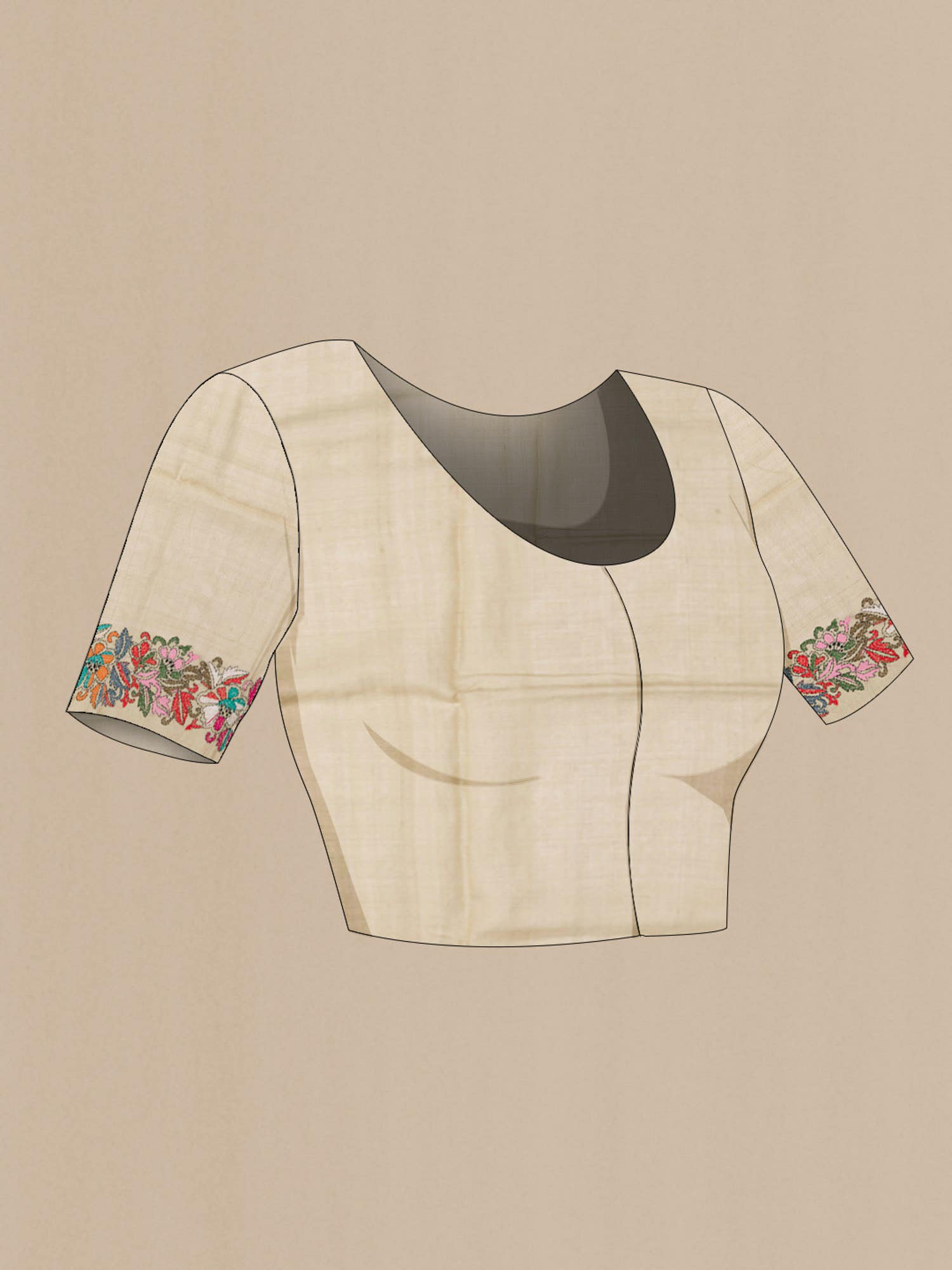 Beige Tussar Saree