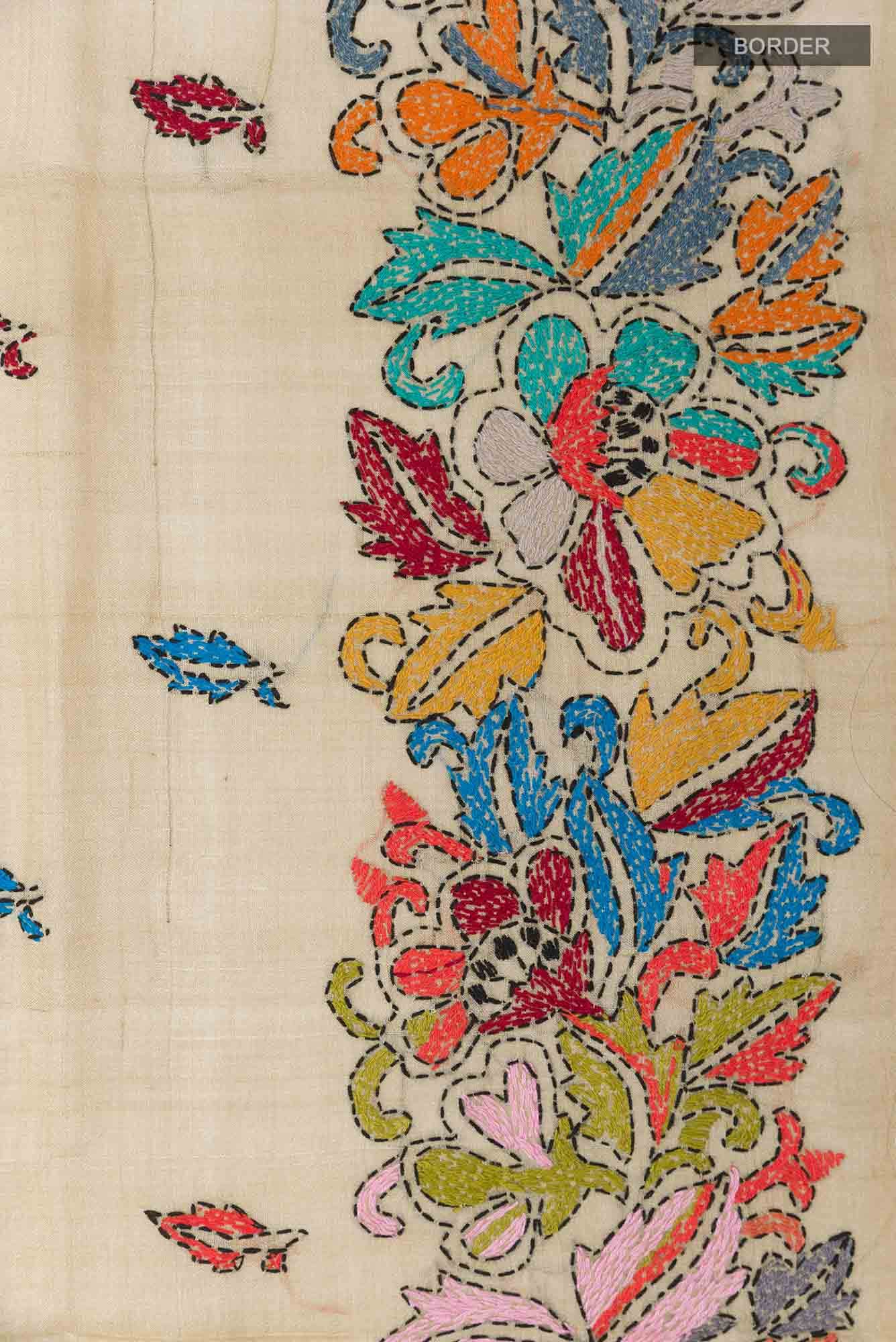 Beige Tussar Saree