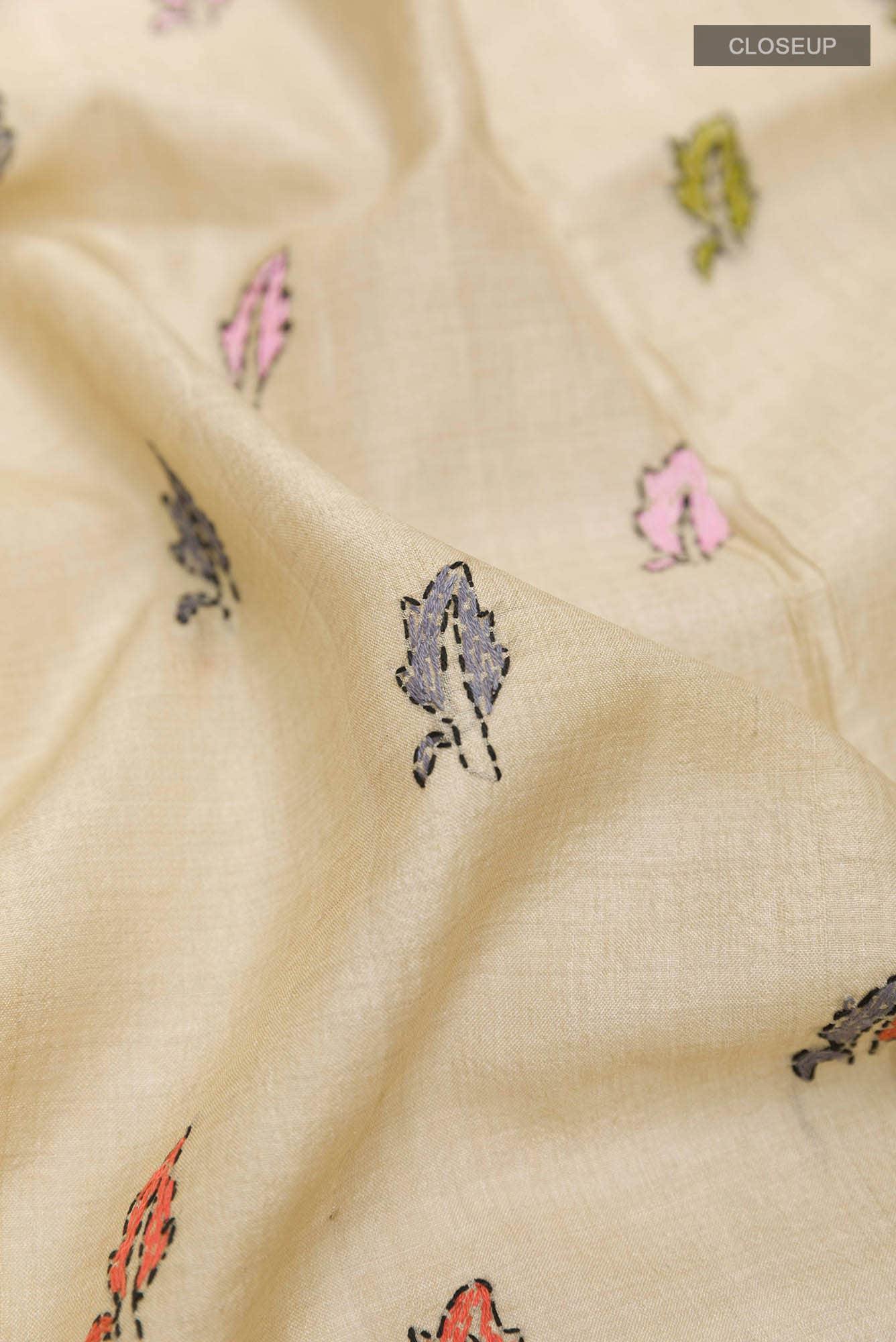 Beige Tussar Saree