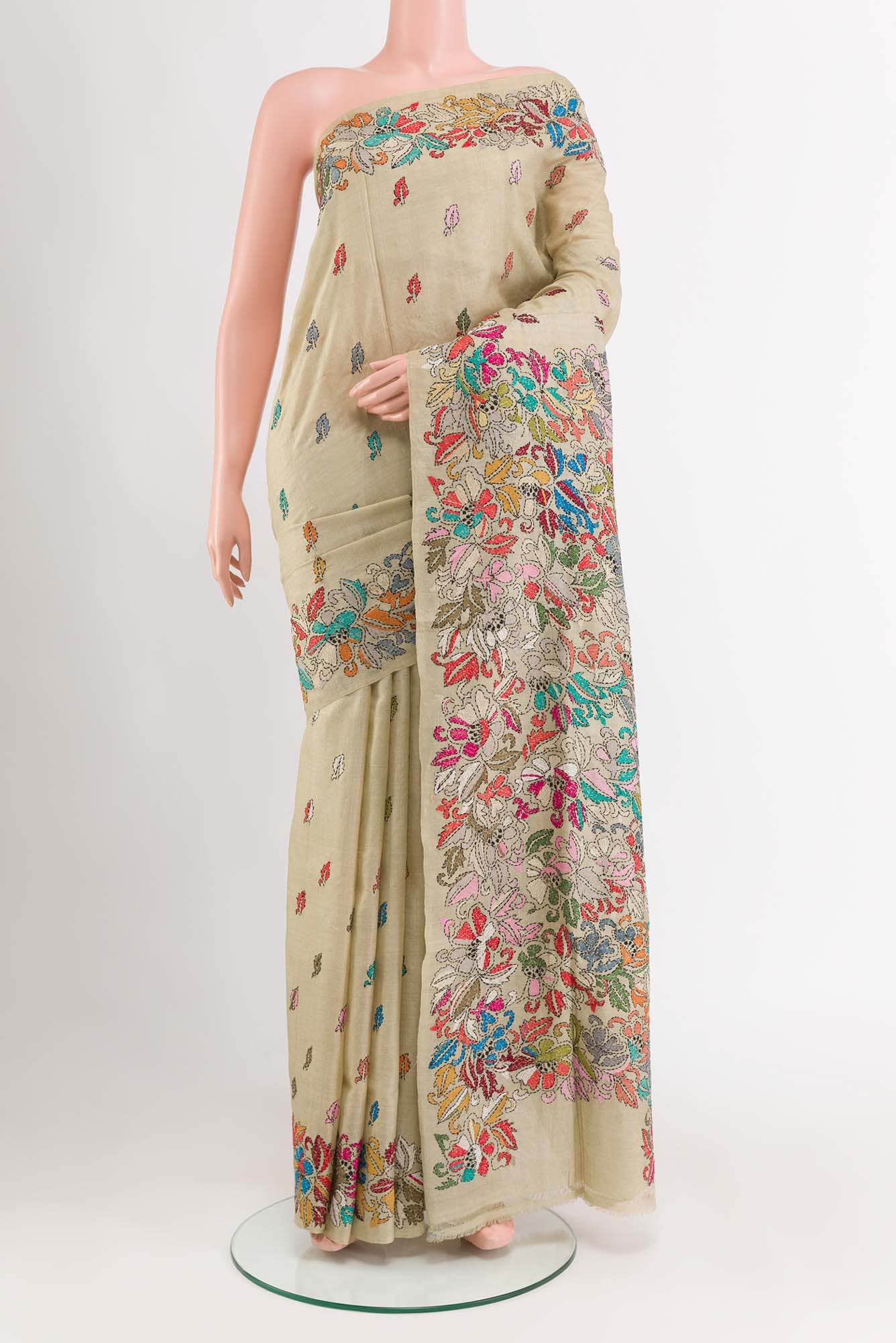 Beige Tussar Saree