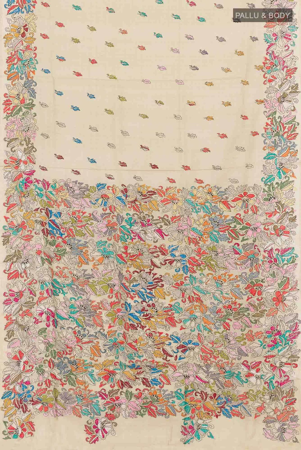 Beige Tussar Saree