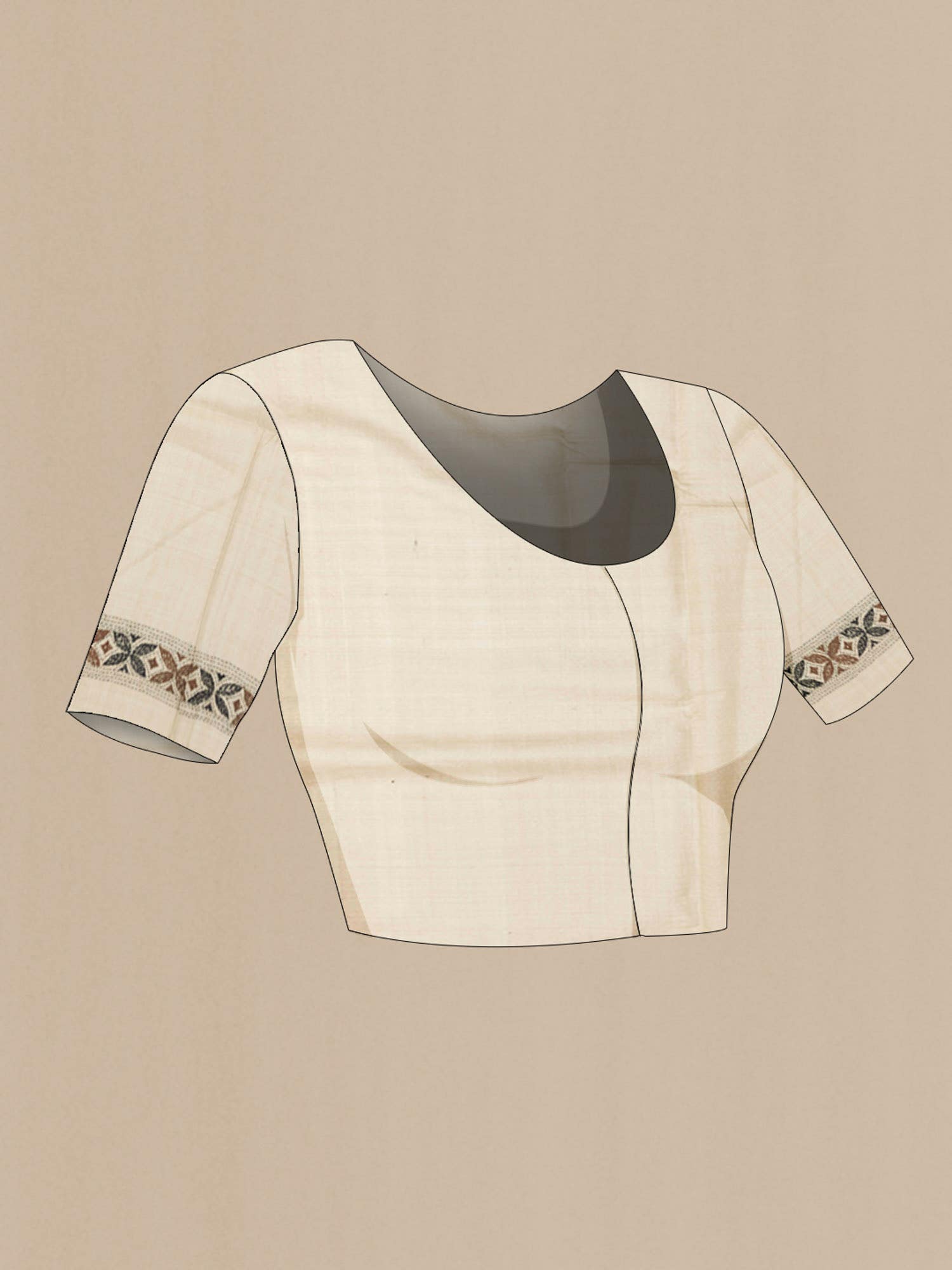 Beige Tussar Silk Saree