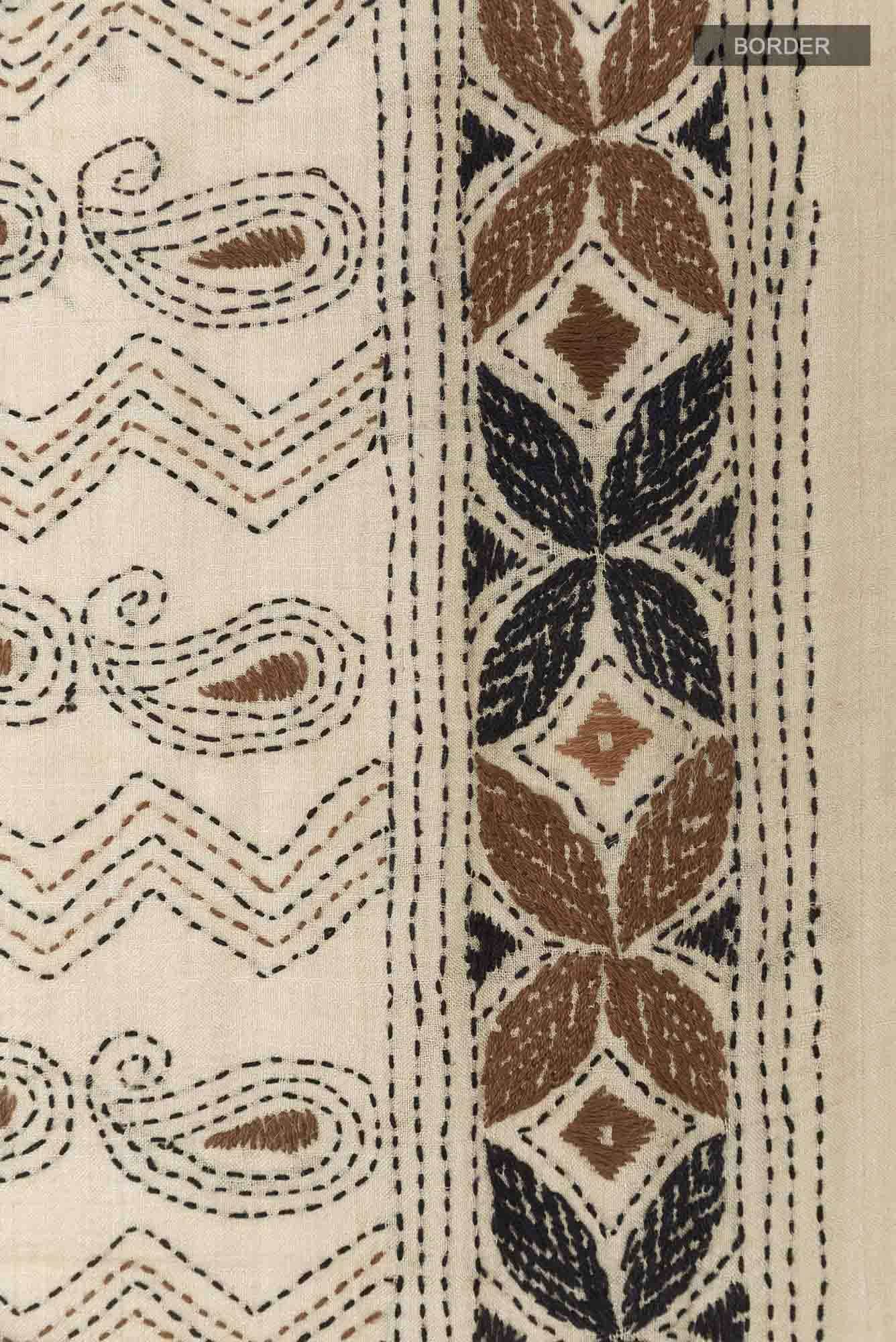 Beige Tussar Silk Saree