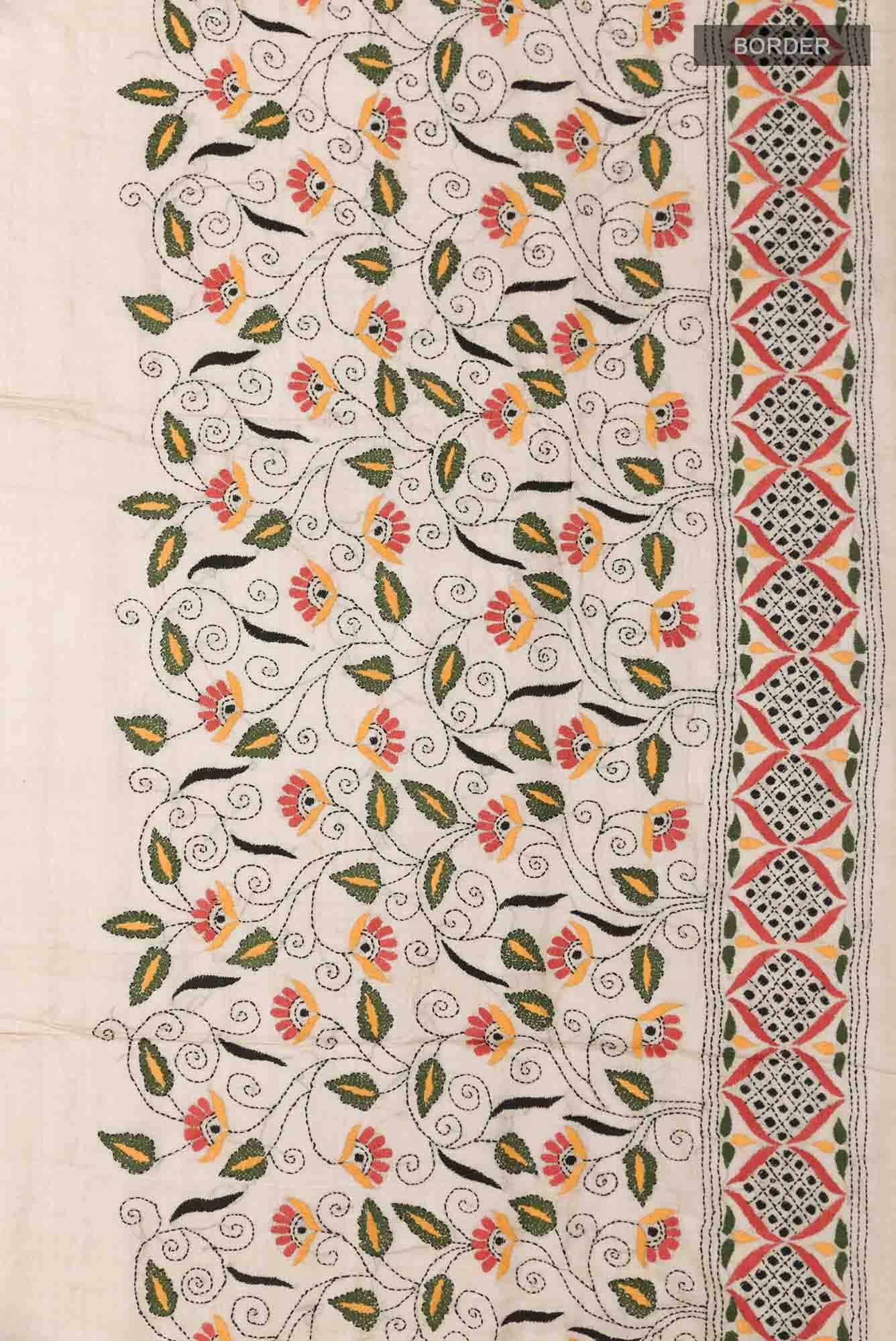 Beige Tussar Saree