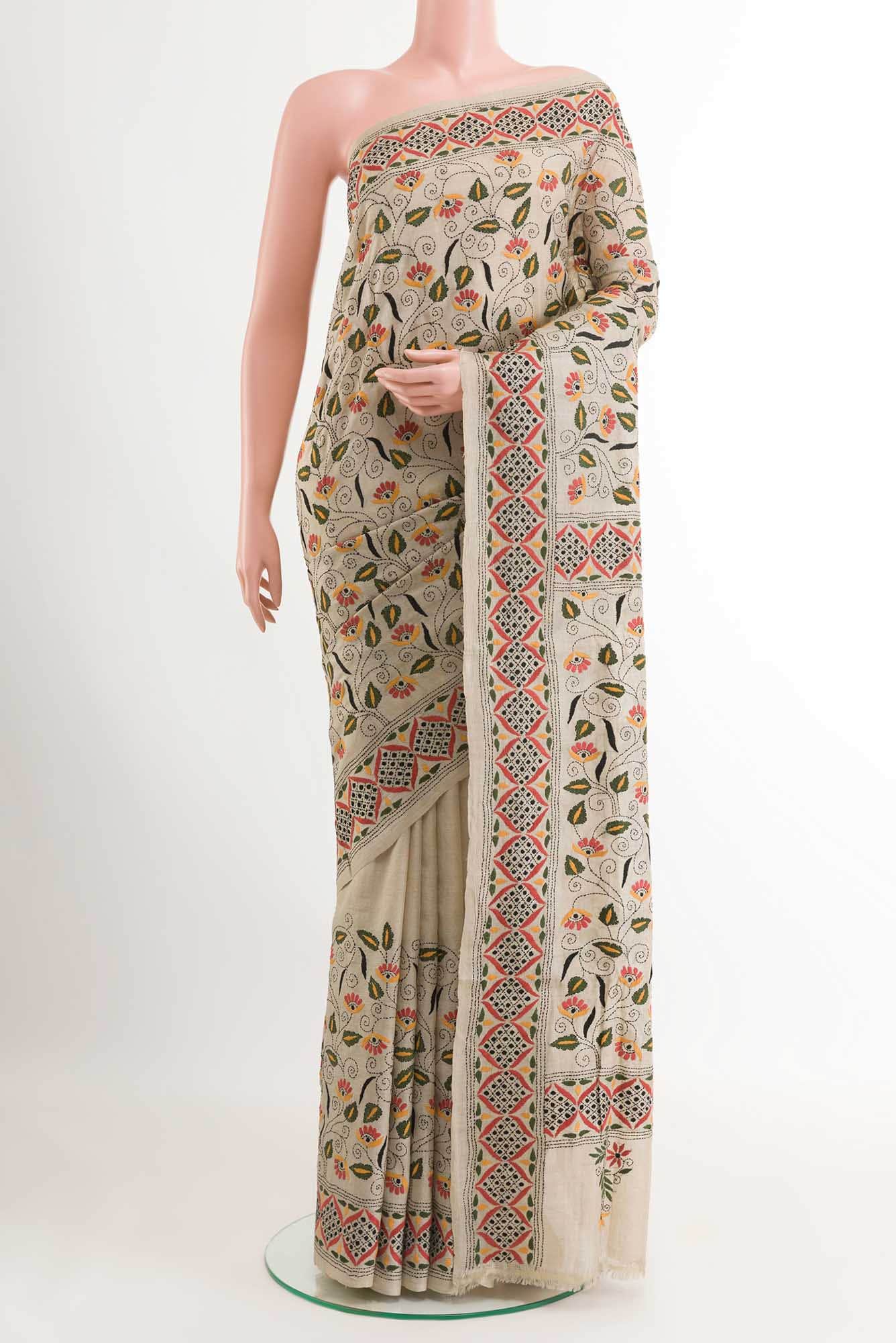 Beige Tussar Saree