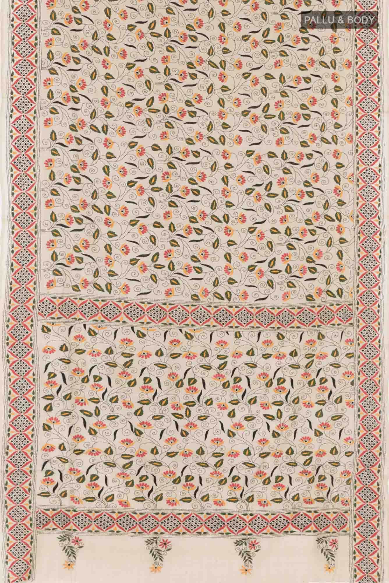 Beige Tussar Saree
