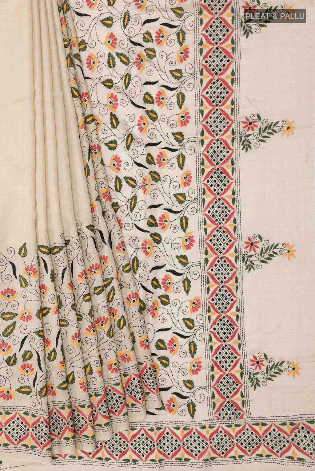 Beige Tussar Saree