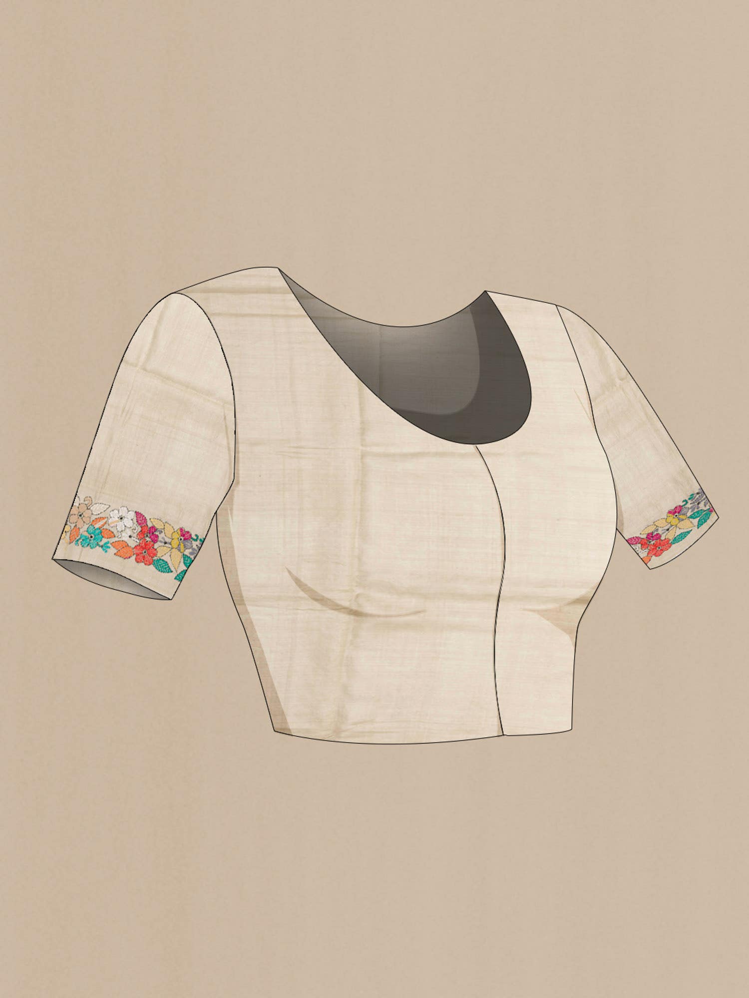 Beige Tussar Saree