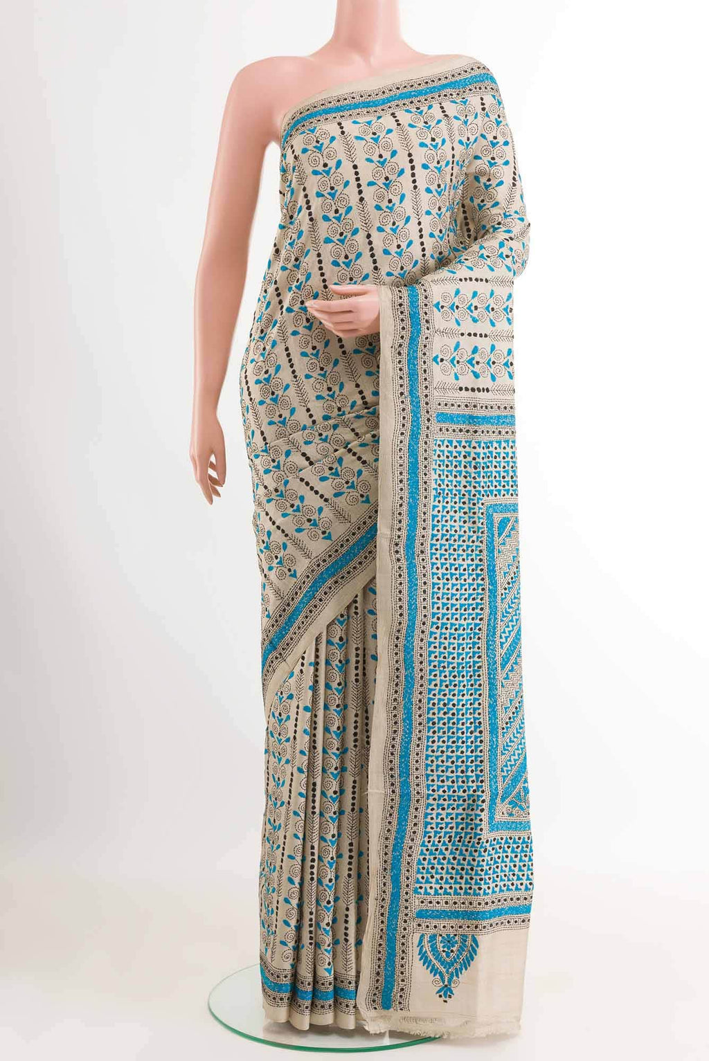 Beige Tussar Saree