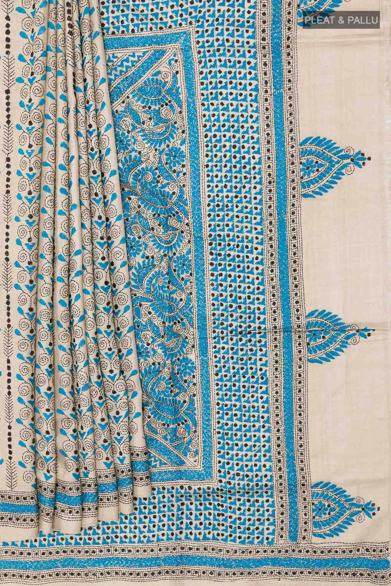 Beige Tussar Saree