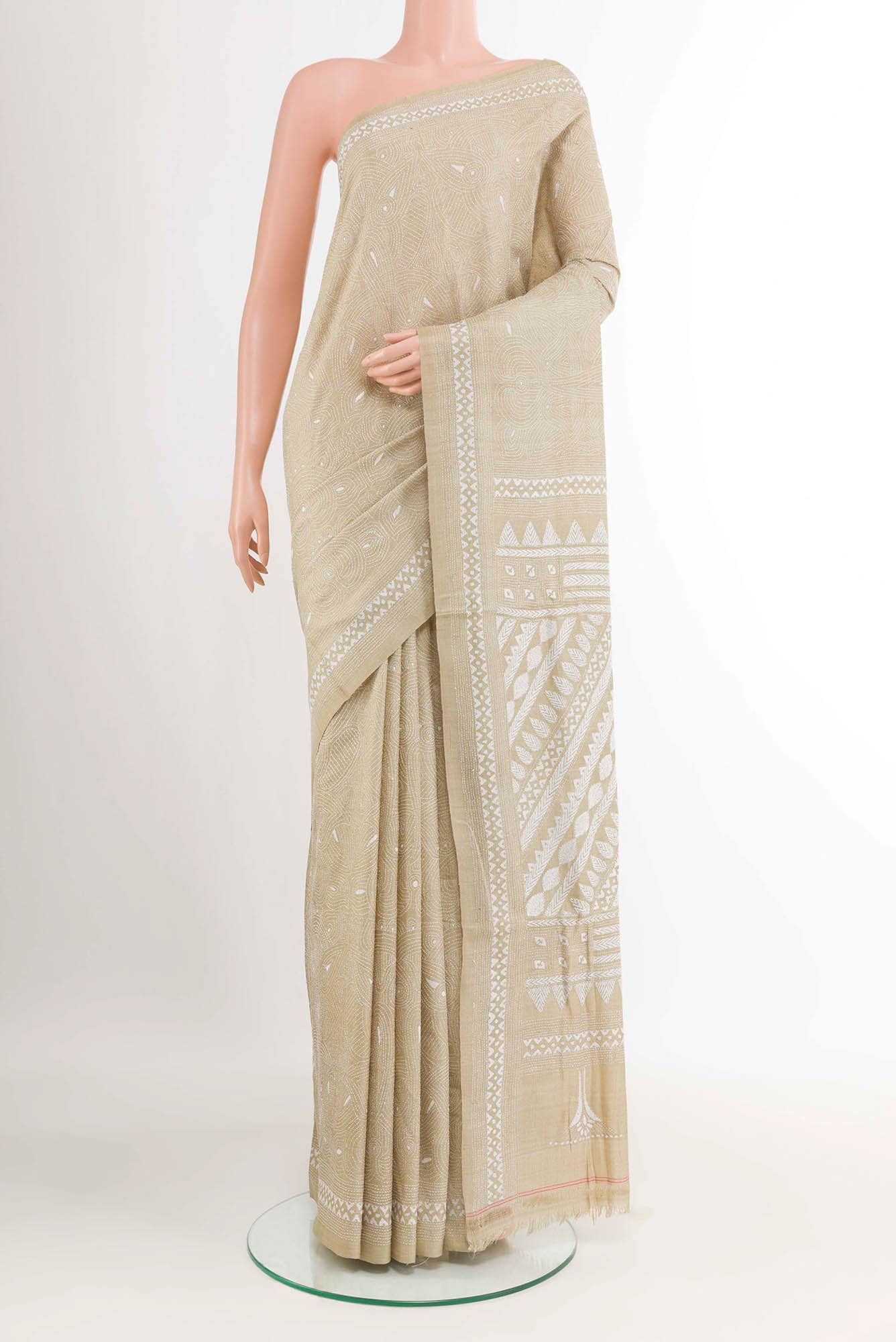 Beige Tussar Saree