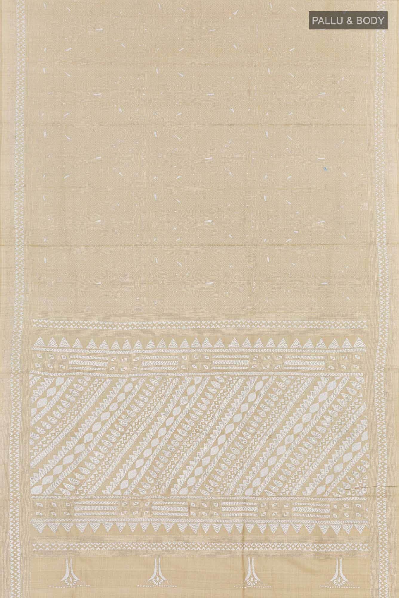 Beige Tussar Saree