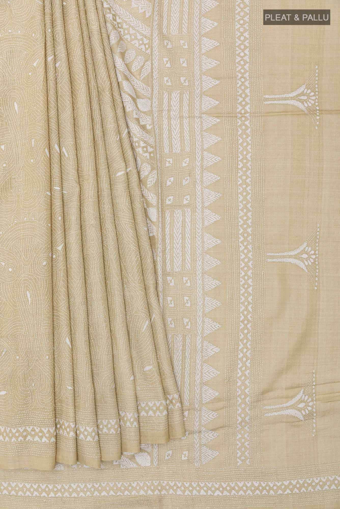 Beige Tussar Saree